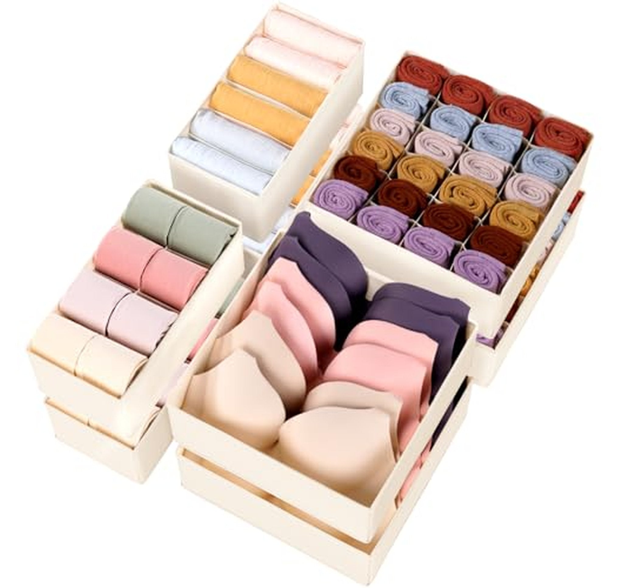 8 Pack Drawer Underwear and Sock Organizer Bins
