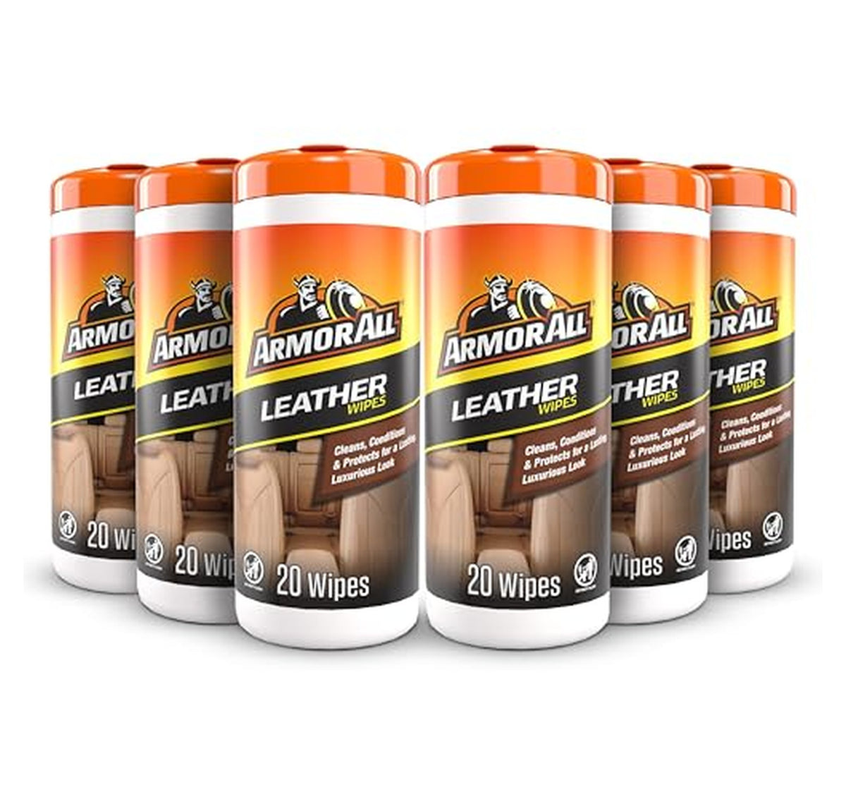 6 Pack Armor All Leather Cleaning Conditioning Wipes