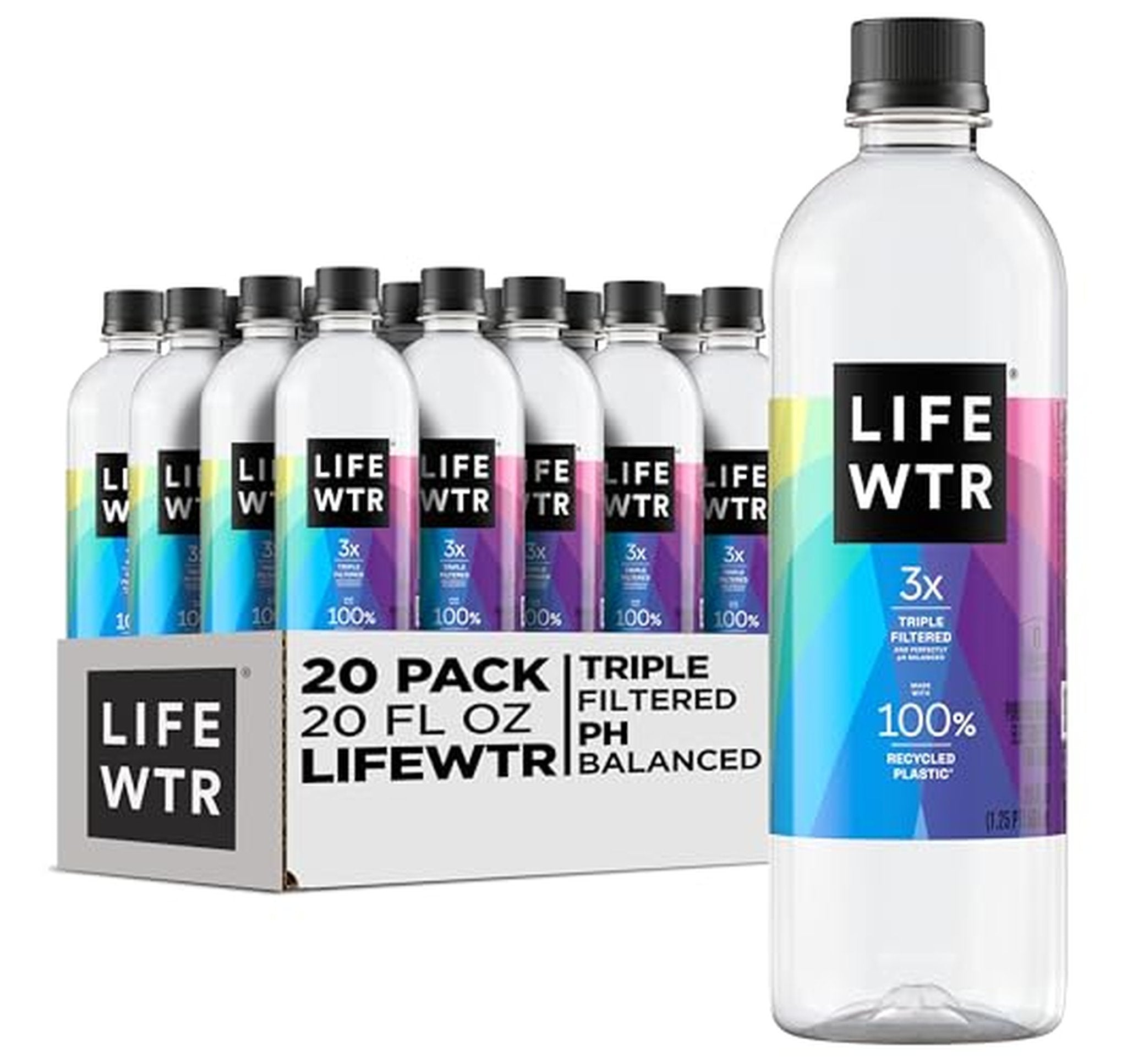20 Pack LIFEWTR Purified Water Bottles, 20 Fl Oz