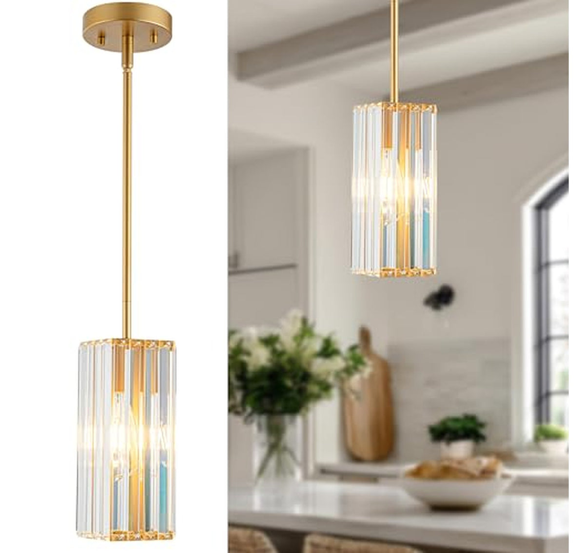 10.5-Inch Crystal Kitchen Island Pendant Light Fixture