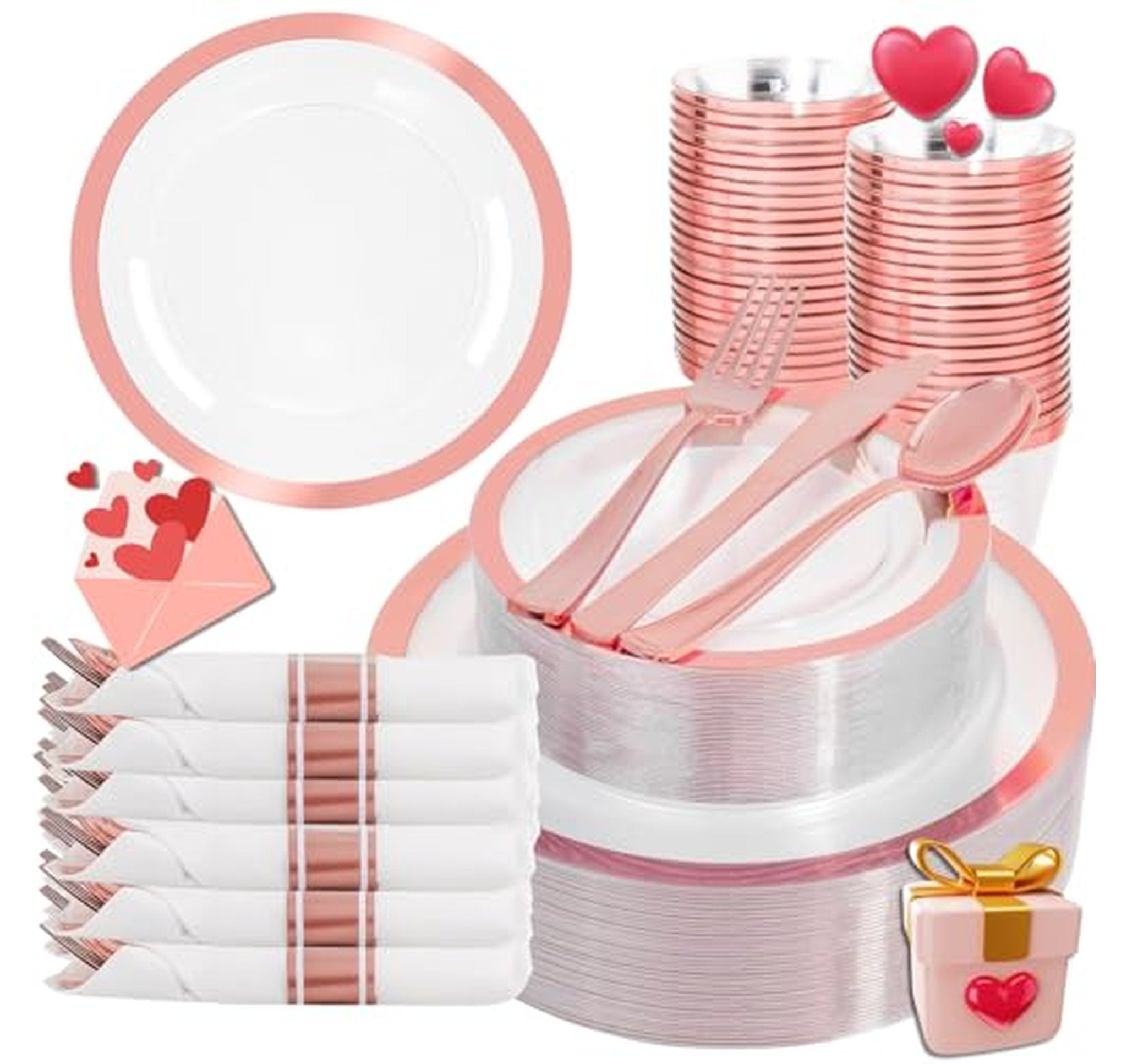 350 Piece Disposable Plastic Dinnerware Set with Silverware