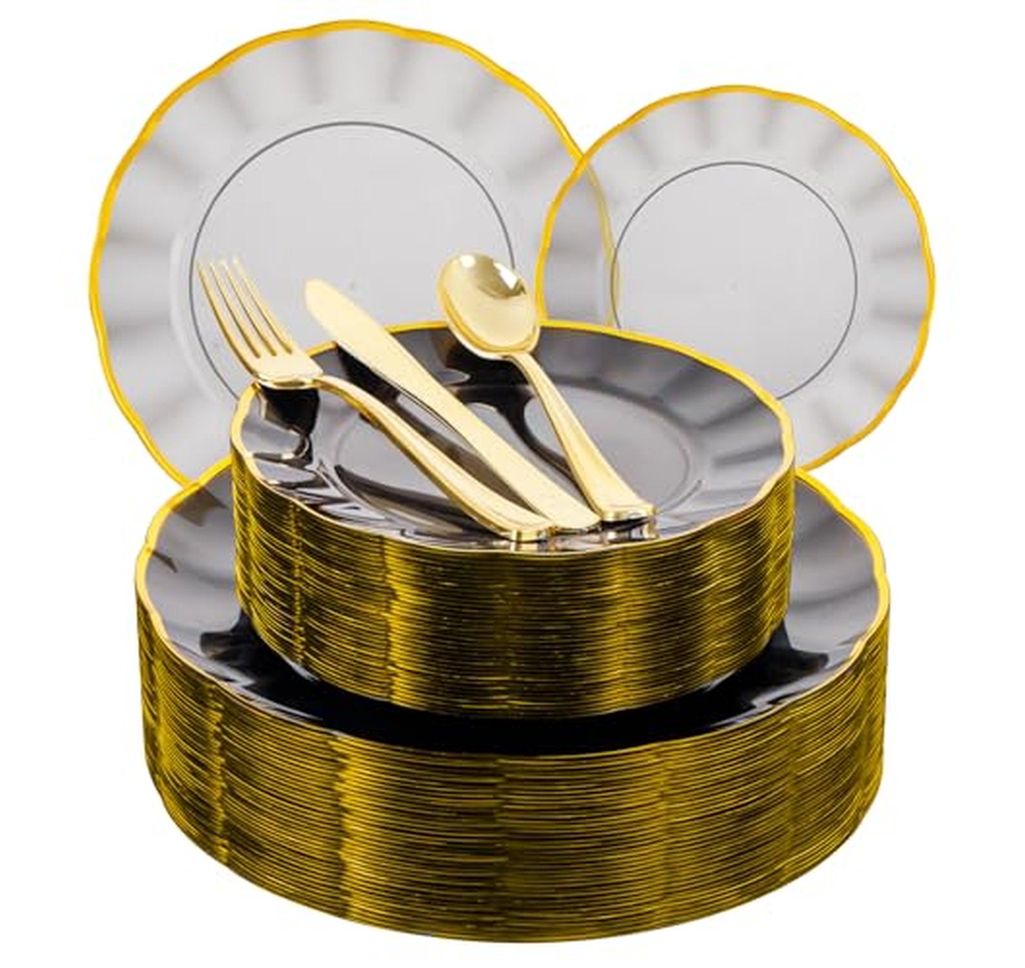 150 Count Fancy Plastic Dinnerware Set with Silverware