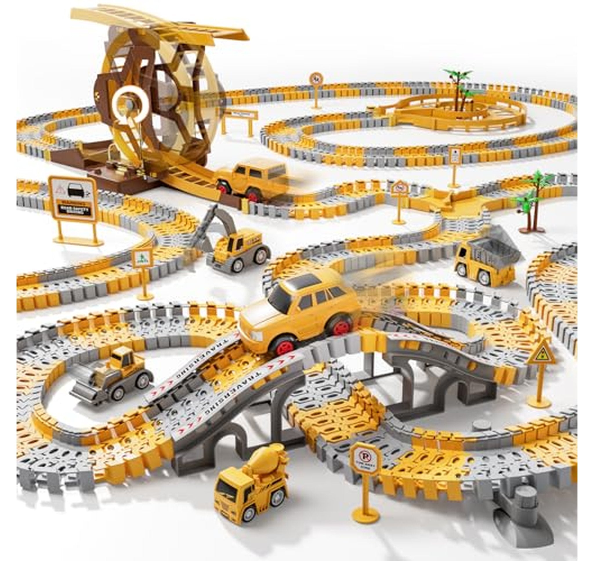 Construction Race Track Playset with Engineering Cars