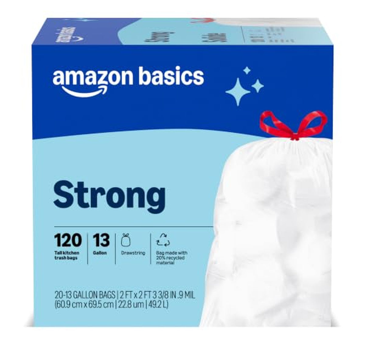 Amazon Basics 13 Gallon Tall Kitchen Trash Bags 120 Count