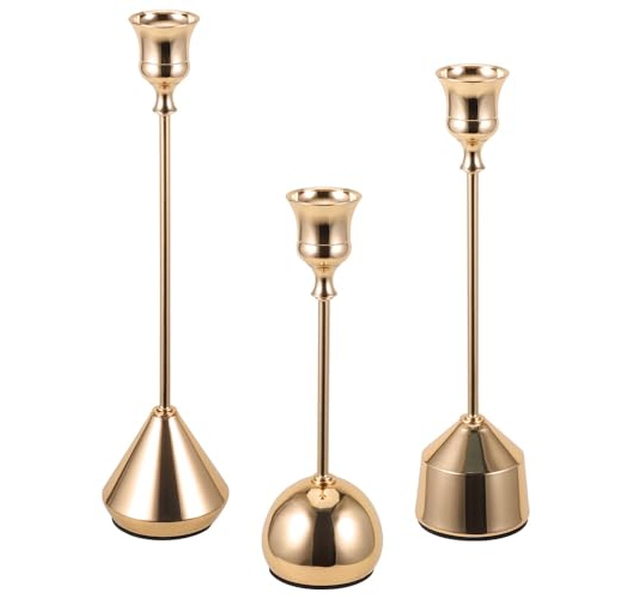 3 Pack Vintage Metal Taper Candle Holders