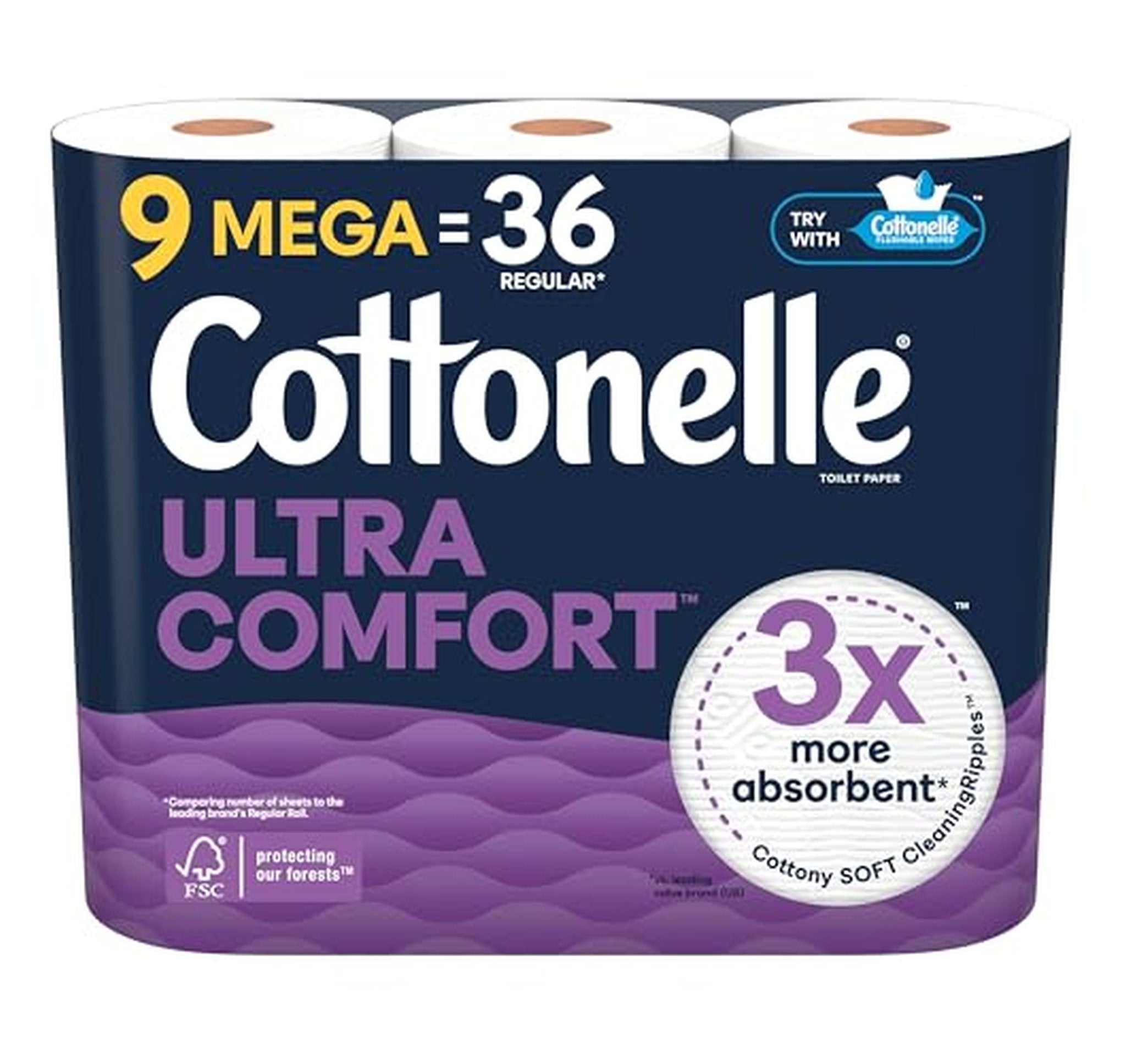 18 Mega Rolls Cottonelle Ultra Comfort Toilet Paper = 72 Regular Rolls