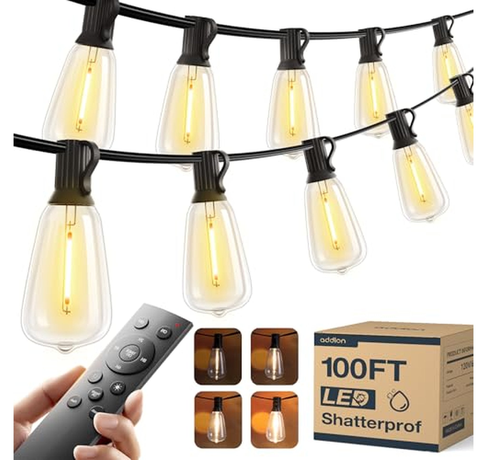 100FT Dimmable Waterproof LED Outdoor String Lights