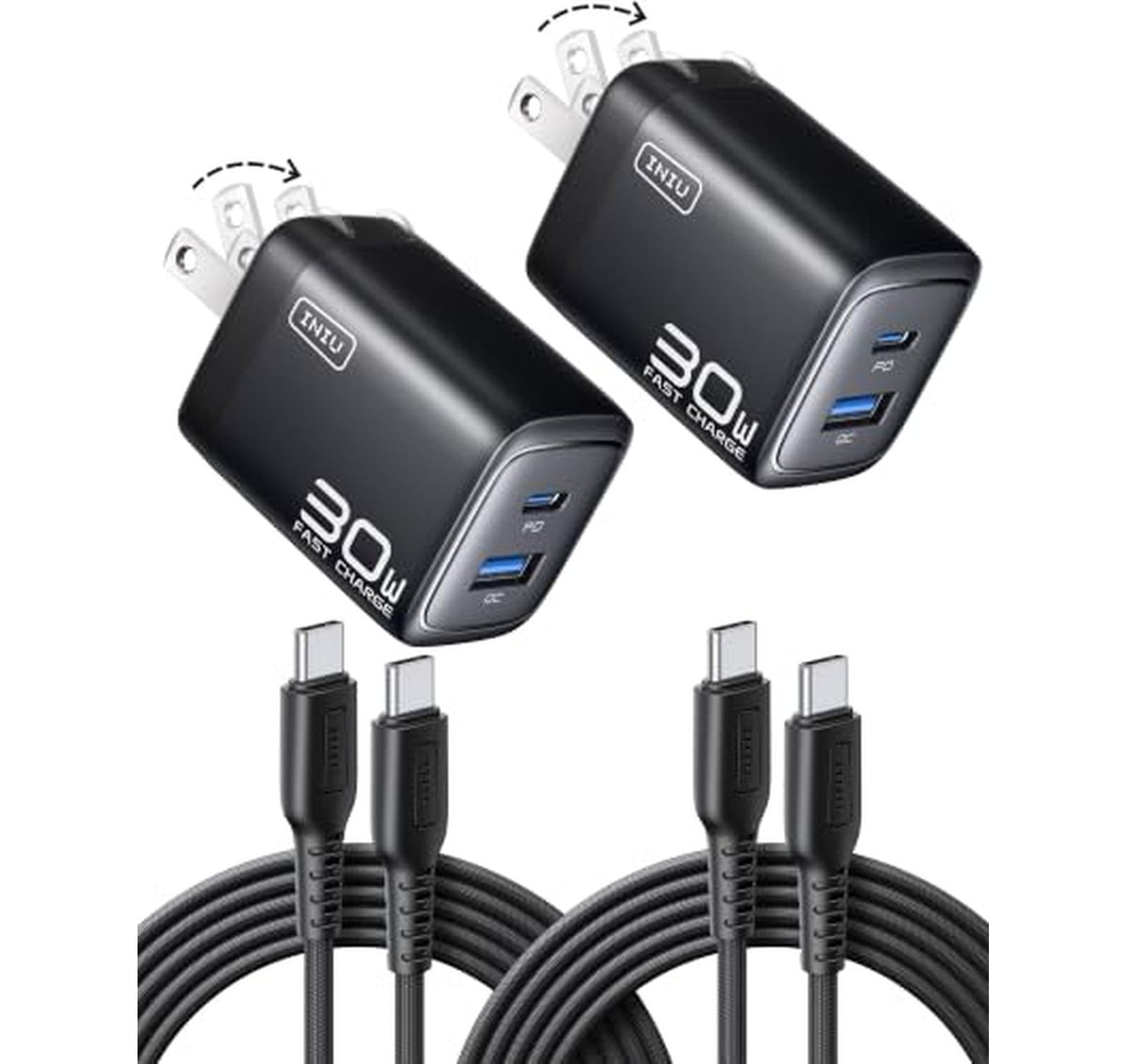30W Dual Port USB C Fast Charger Block