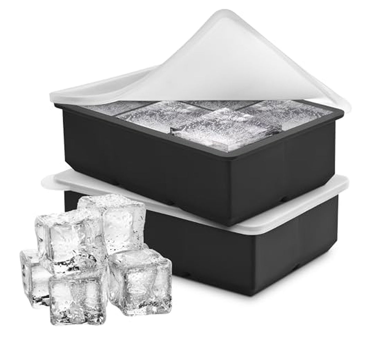 2 Pack Silicone Ice Cube Trays with Lids