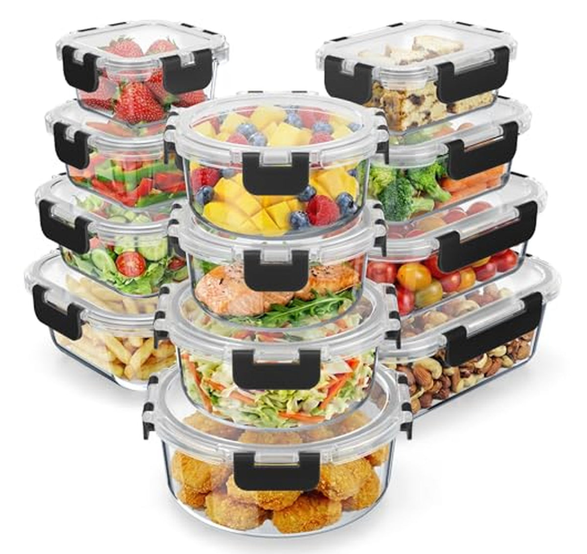 24 Piece Glass Airtight Food Storage Containers Set