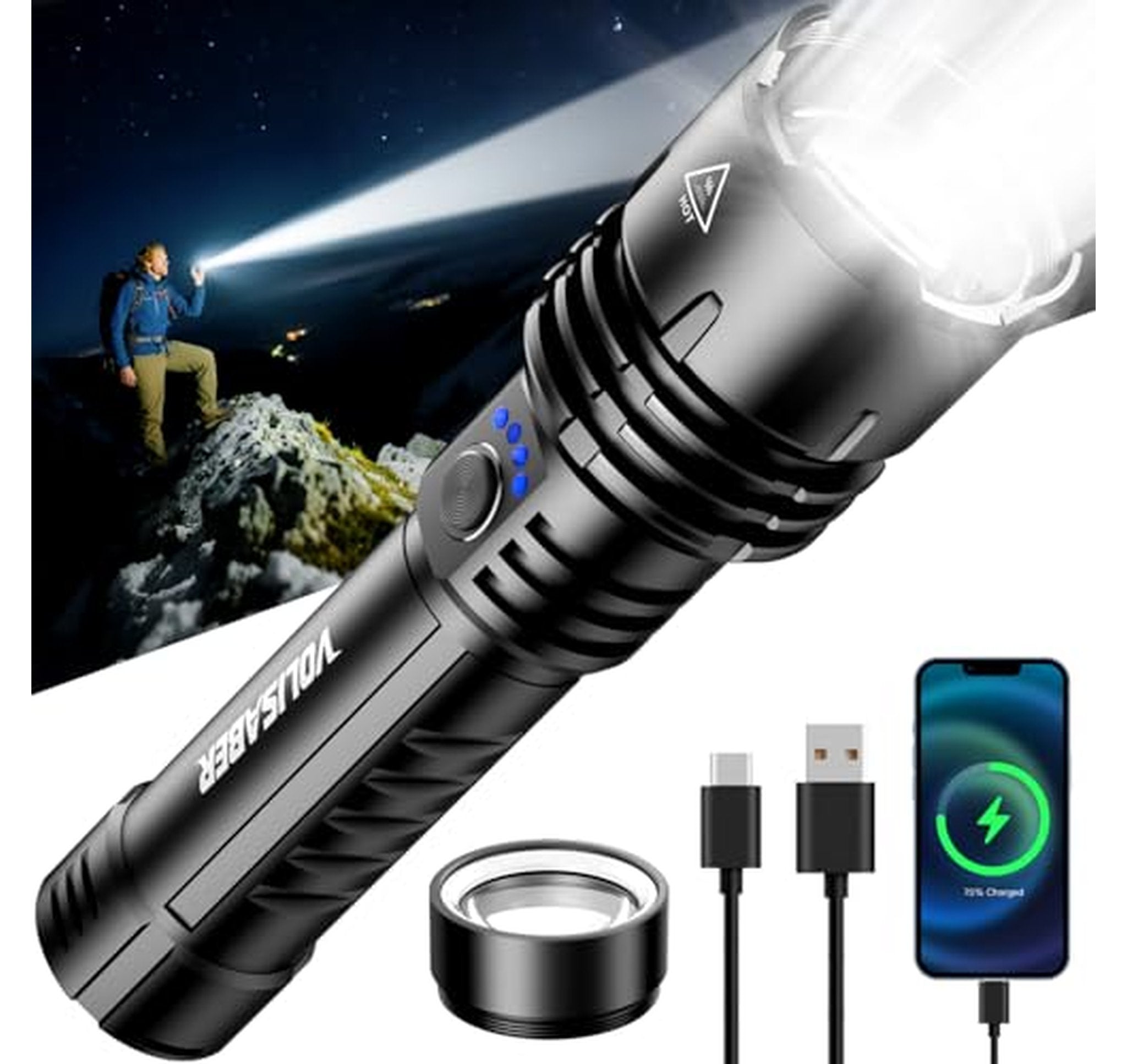 Rechargeable High Lumen Flashlight with Ignition Lens