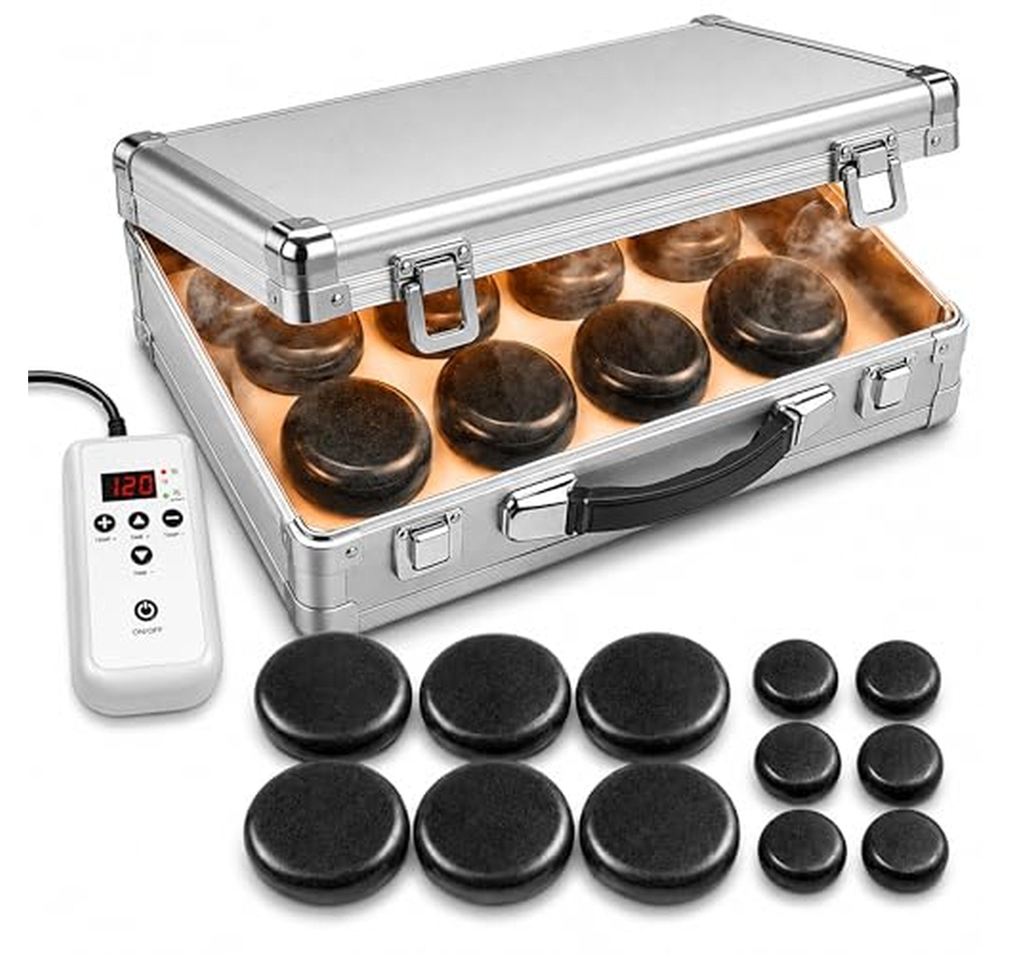12 Stone Heated Hot Rock Massage Kit