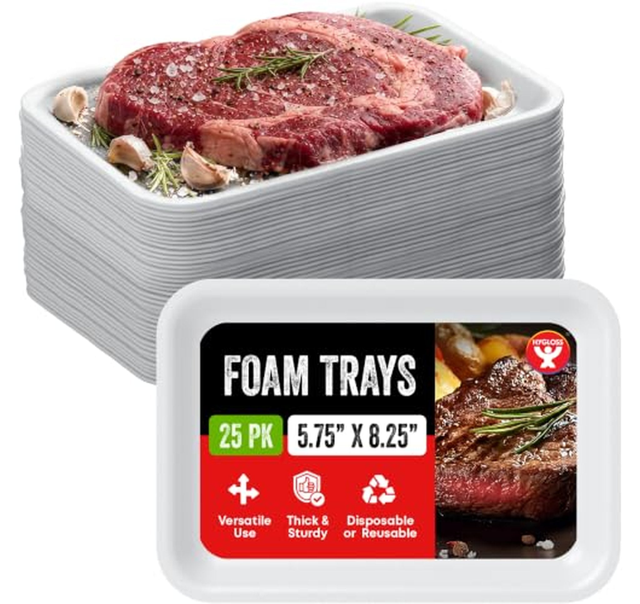25 Pack Foam Food and Craft Trays
