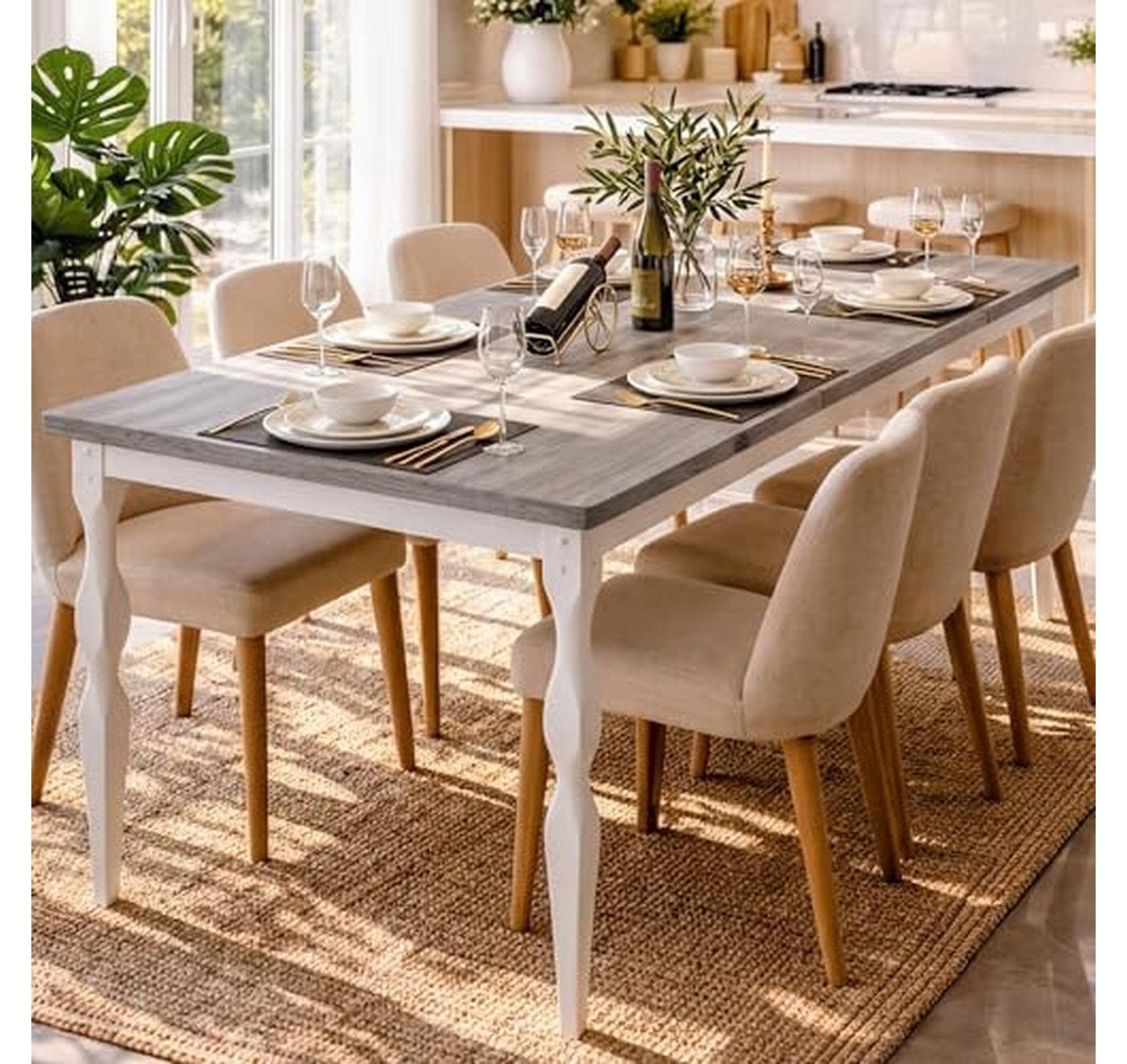 71-Inch Rustic Farmhouse Rectangular Dining Table