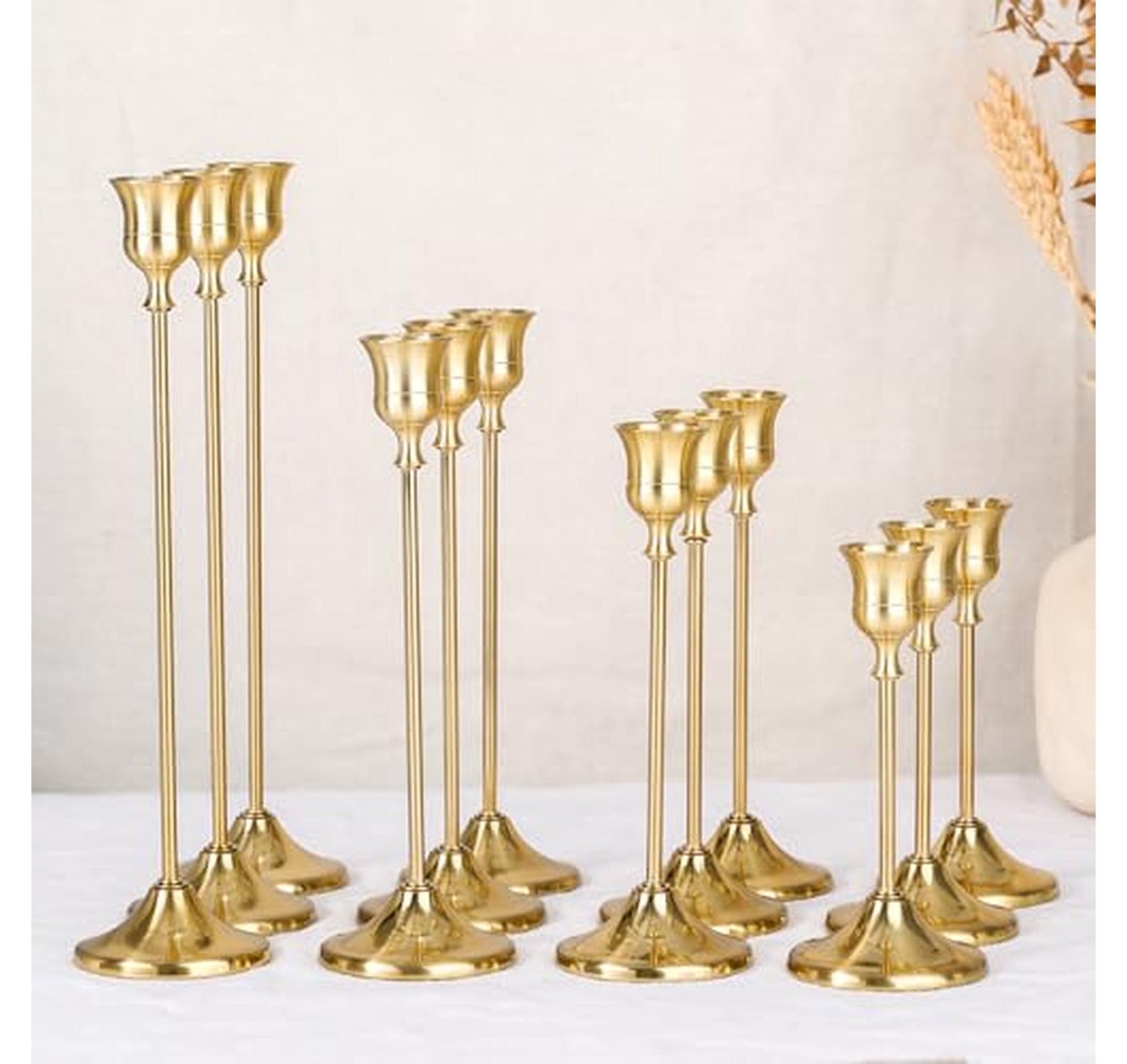 12 Pack Metal Taper Candlestick Holders