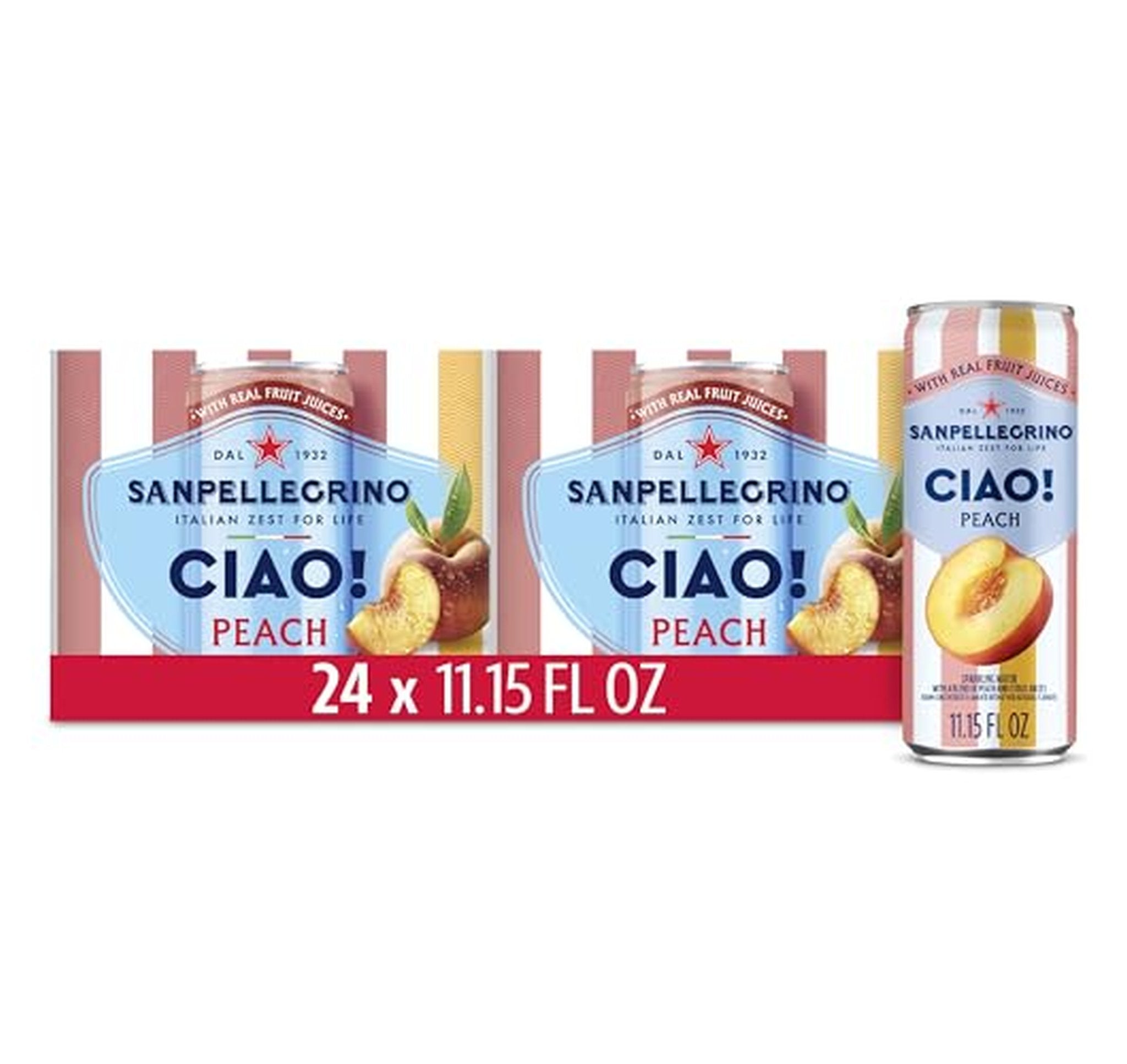 24 Pack San Pellegrino Ciao Peach Sparkling Water