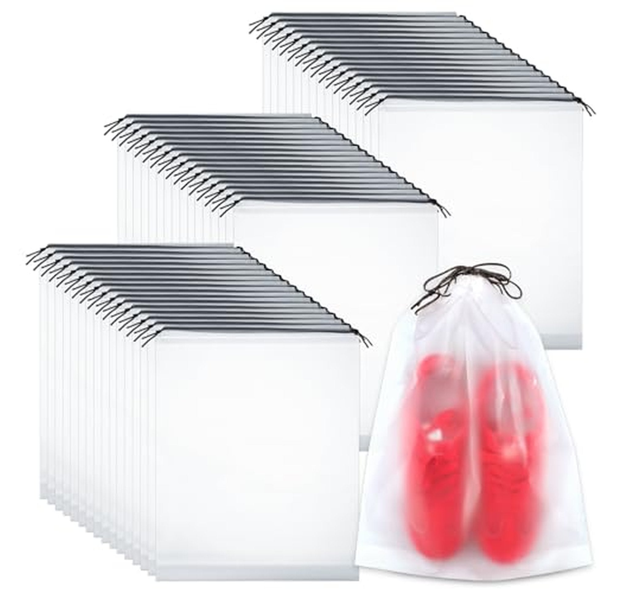 50 Pack Large Clear Travel Shoe Bags