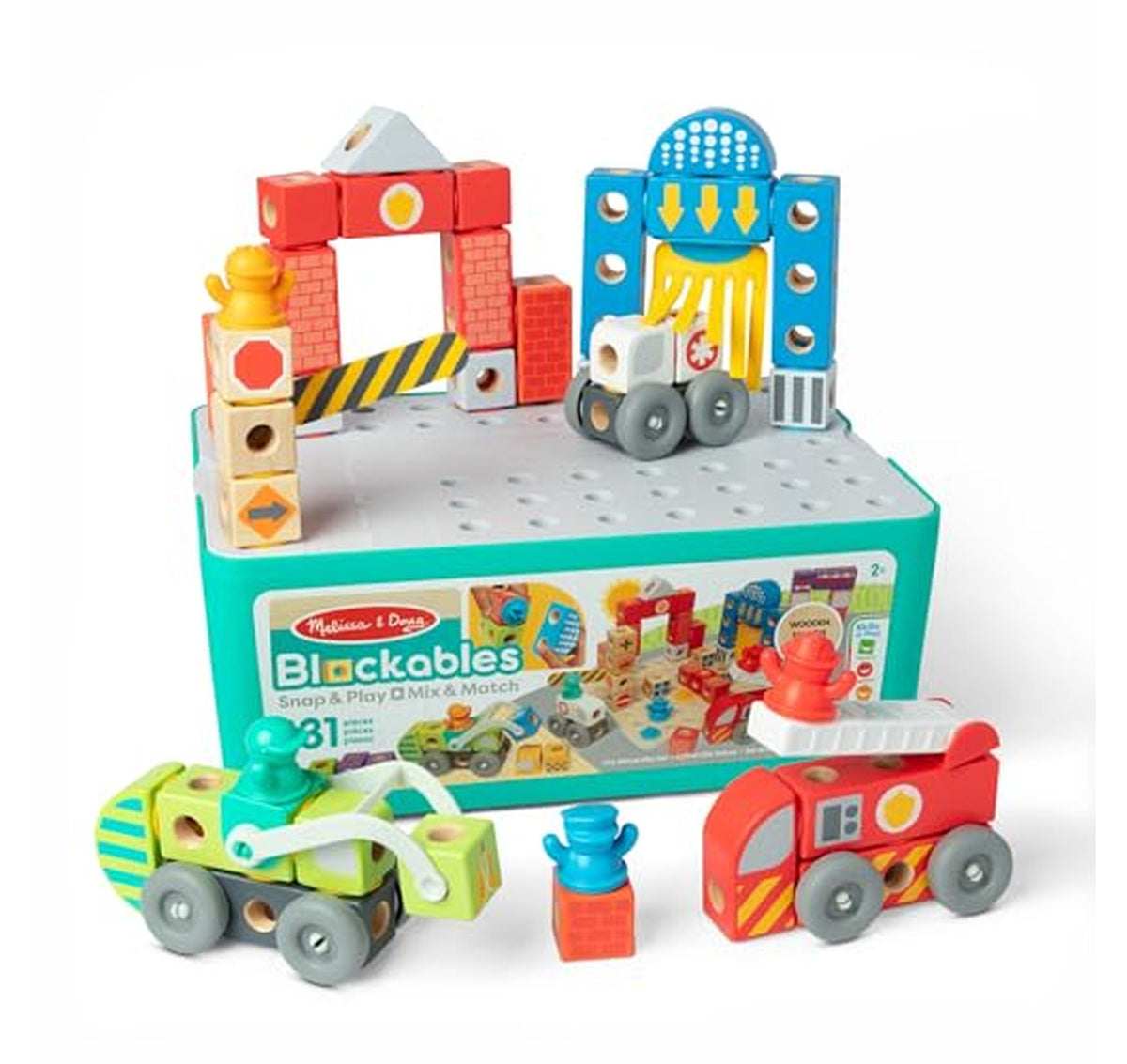 Melissa & Doug Blockables Rescue City Wooden Building Set