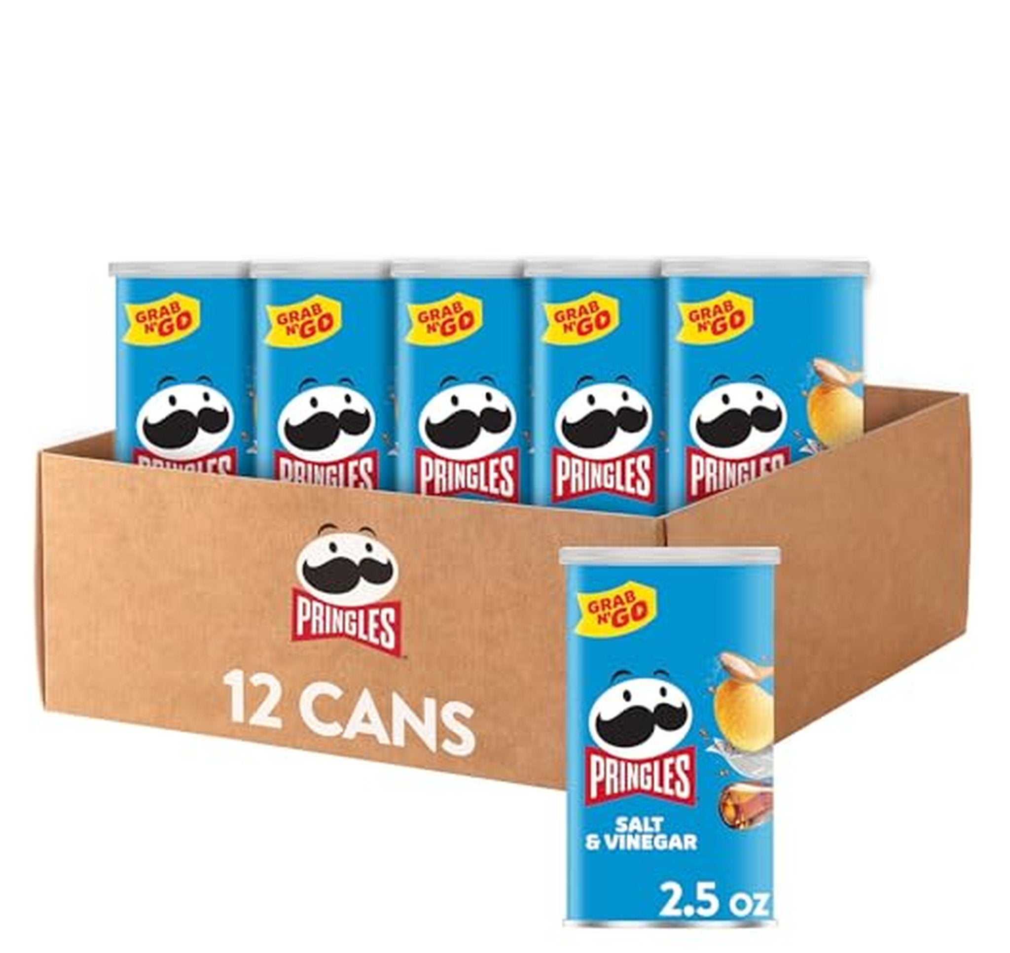 12 Pack Pringles Salt and Vinegar Potato Crisps