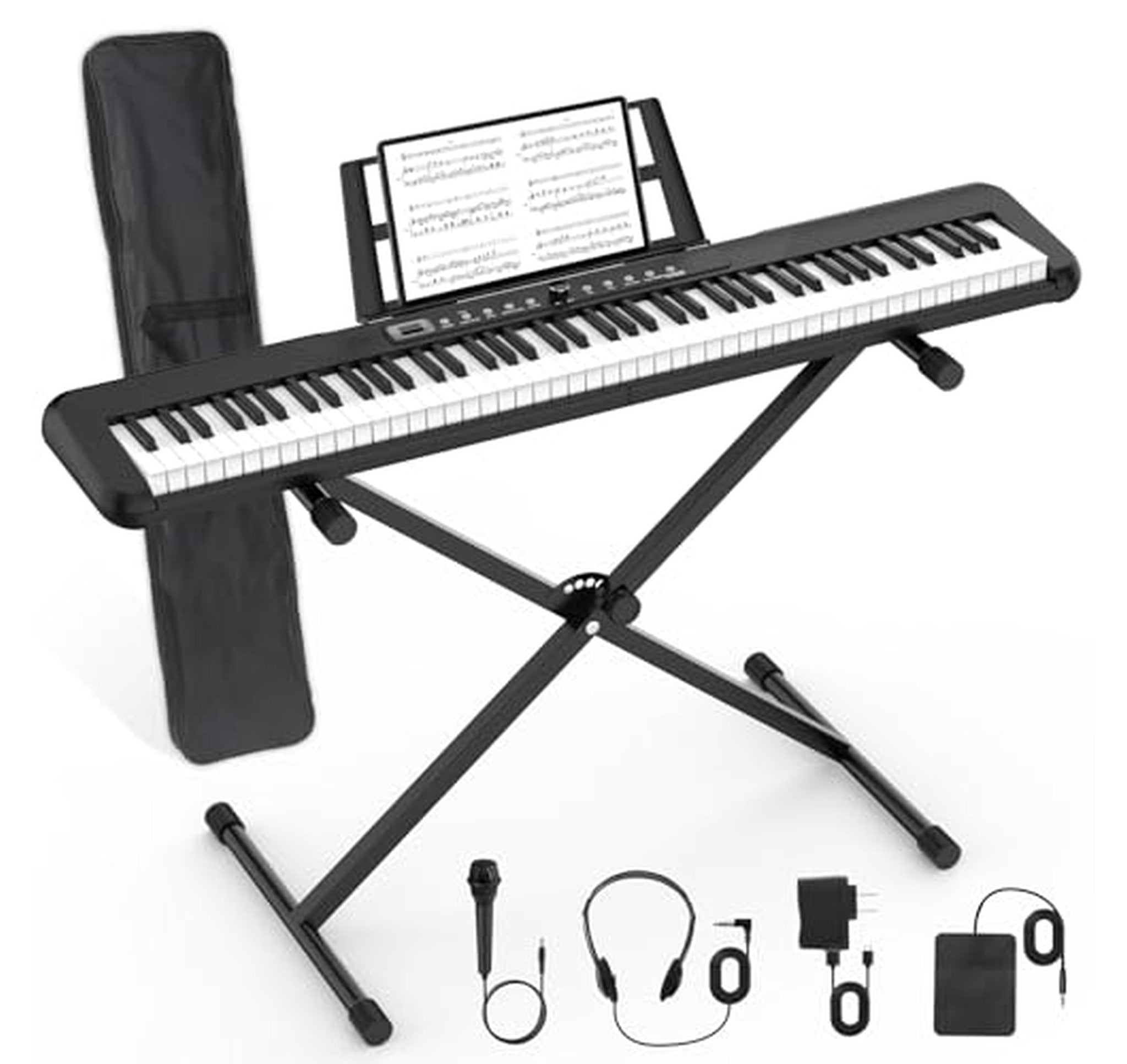 88-Key Semi-Weighted Digital Piano Keyboard with Stand