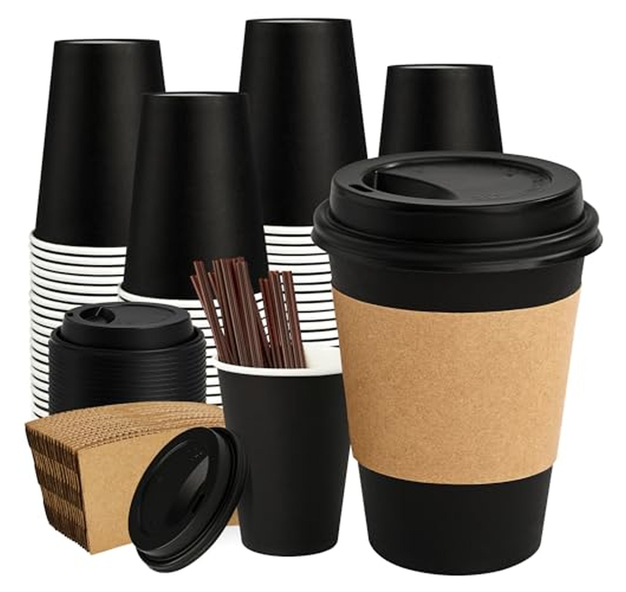 50 Pack 12 oz Disposable Coffee Cups with Lids
