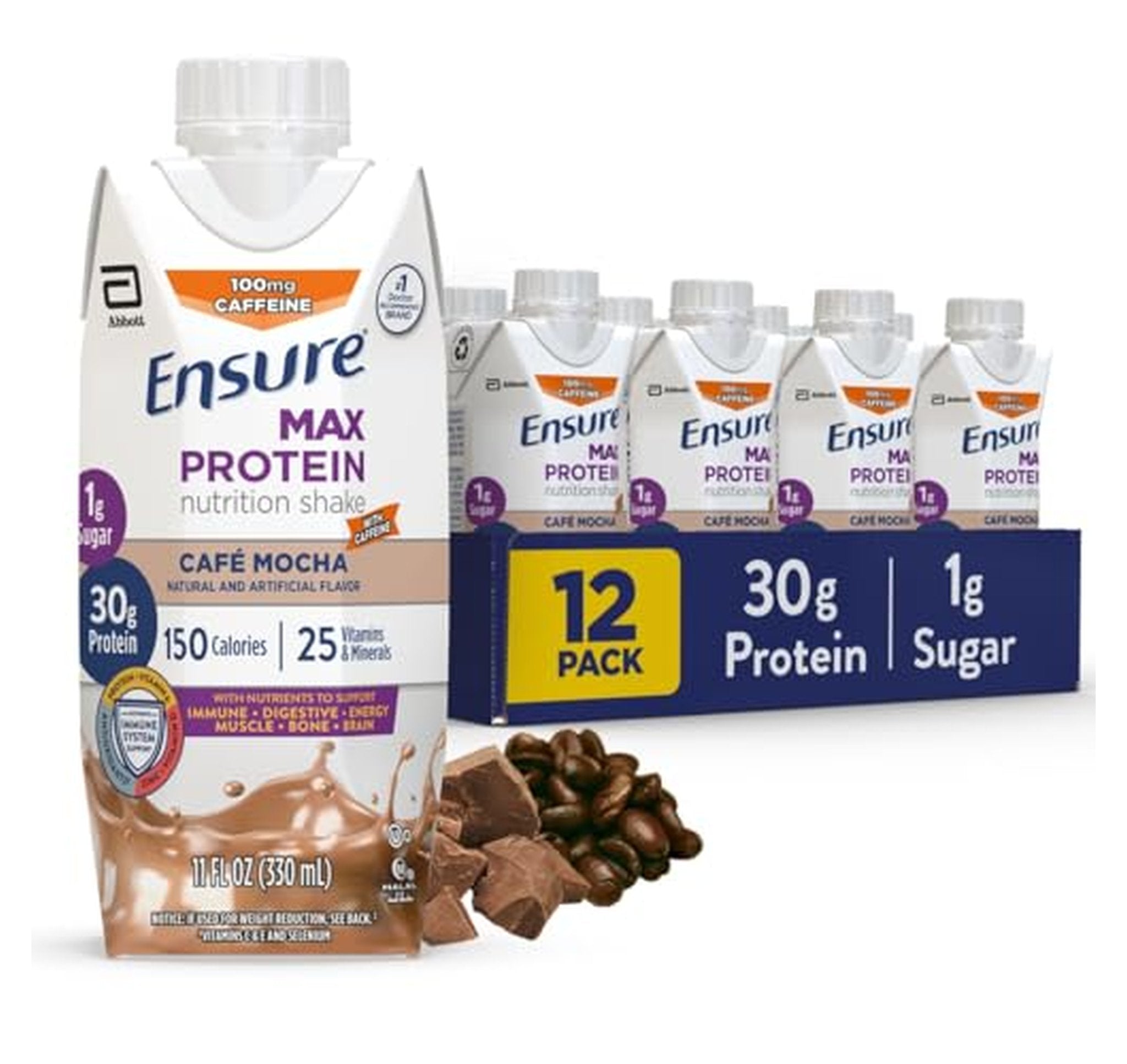 12 Pack Ensure Max Protein Cafe Mocha Nutrition Shakes
