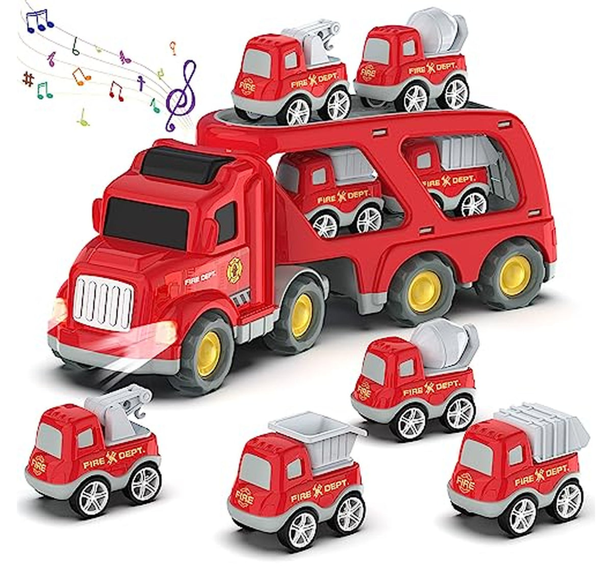 5 in 1 Fire Truck Toy Carrier Playset