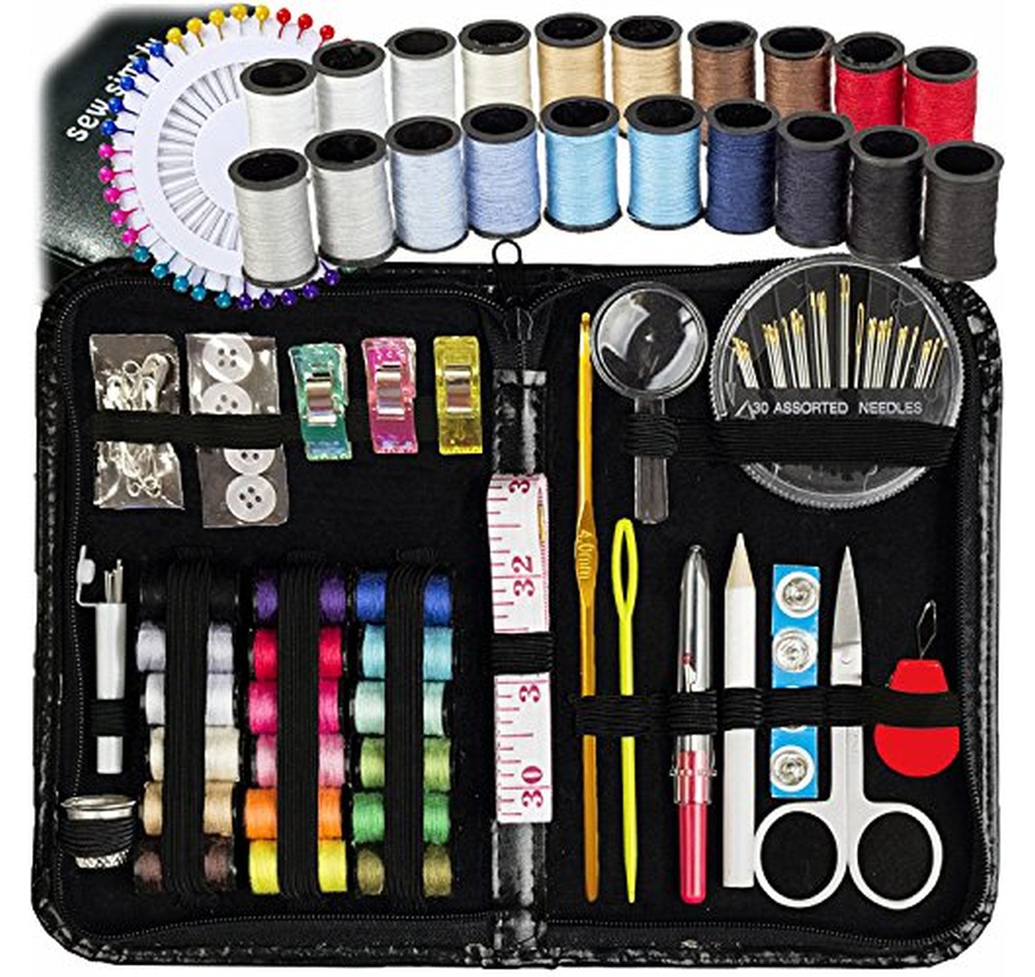 Portable Sewing Kit with Thread, Needles and Tools