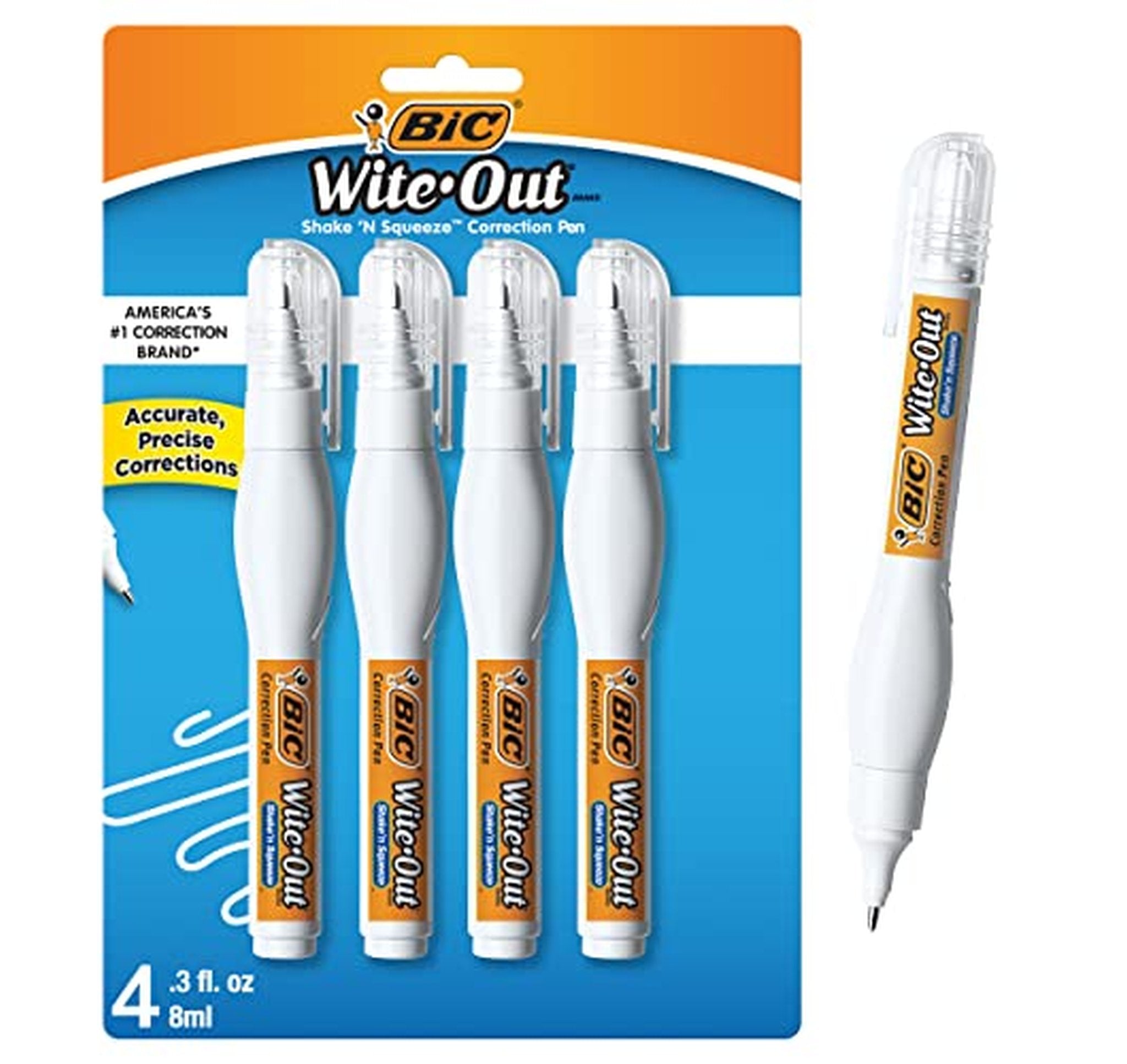 4 Pack BIC Wite-Out Shake 'n Squeeze Correction Pens