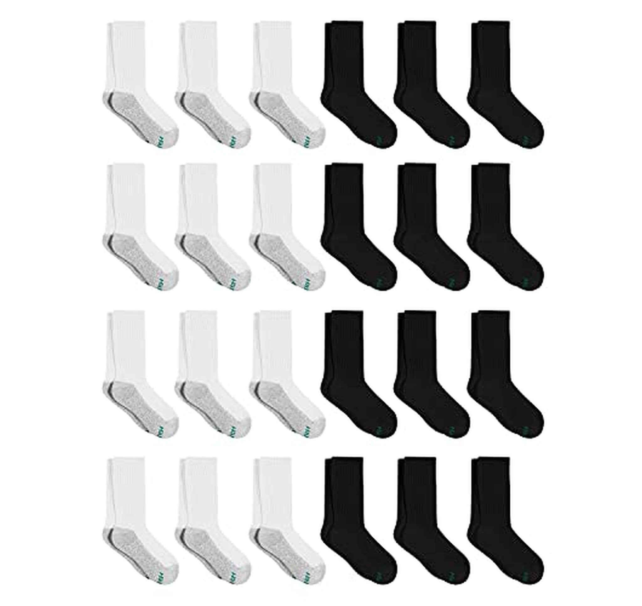 12 Pack Hanes Boys Cushioned Crew Socks