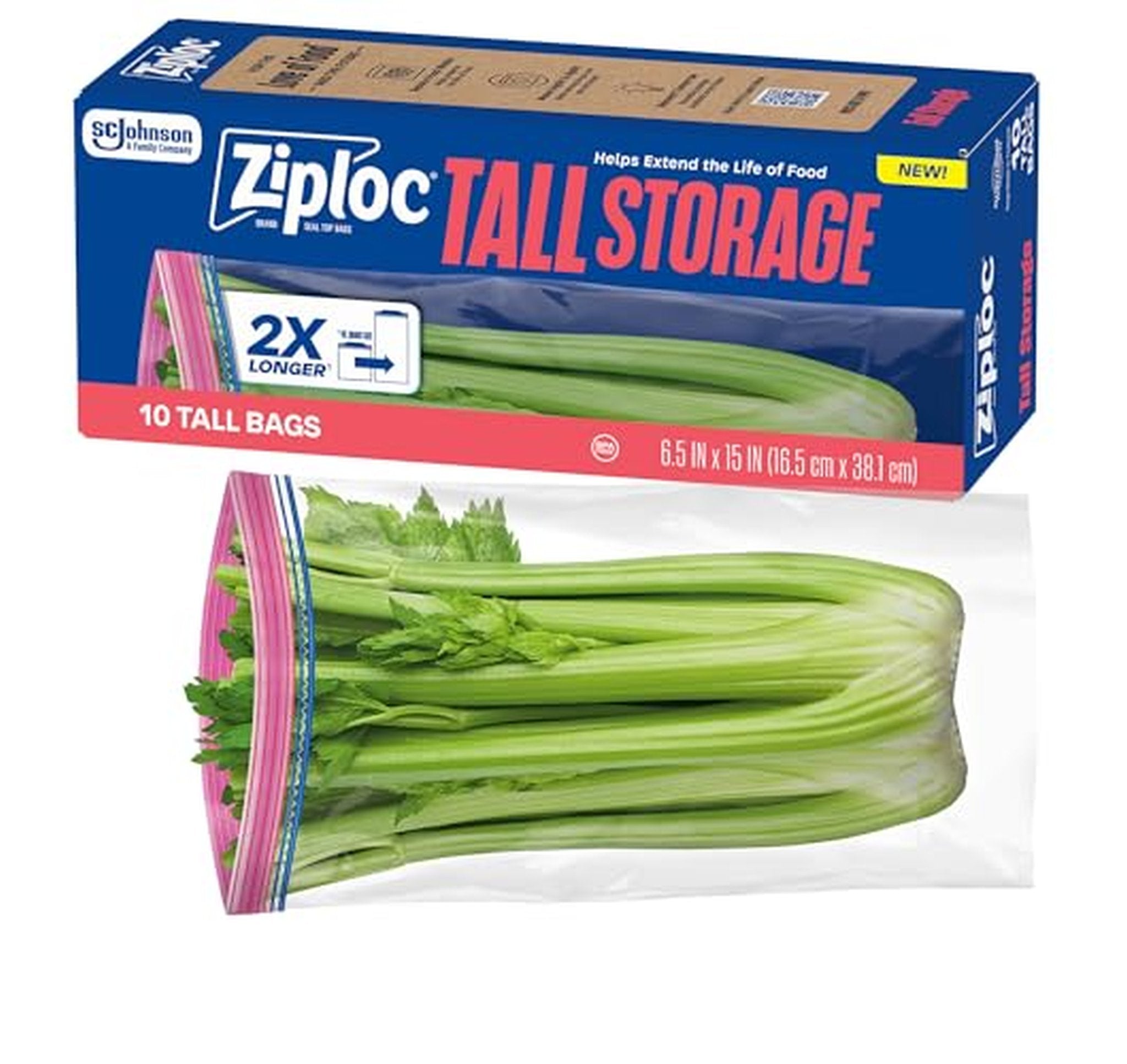 10 Count Ziploc Tall Food Storage Bags