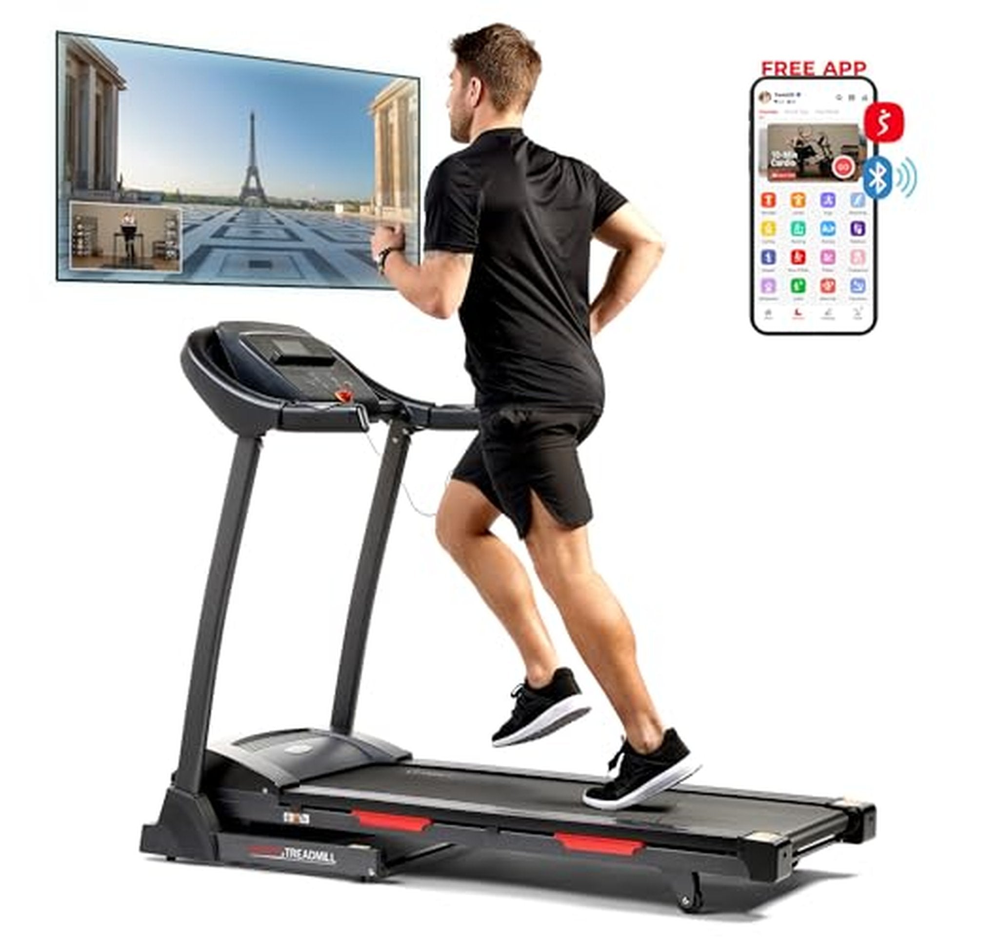 Sunny Health & Fitness Folding Incline Treadmill with Bluetooth
