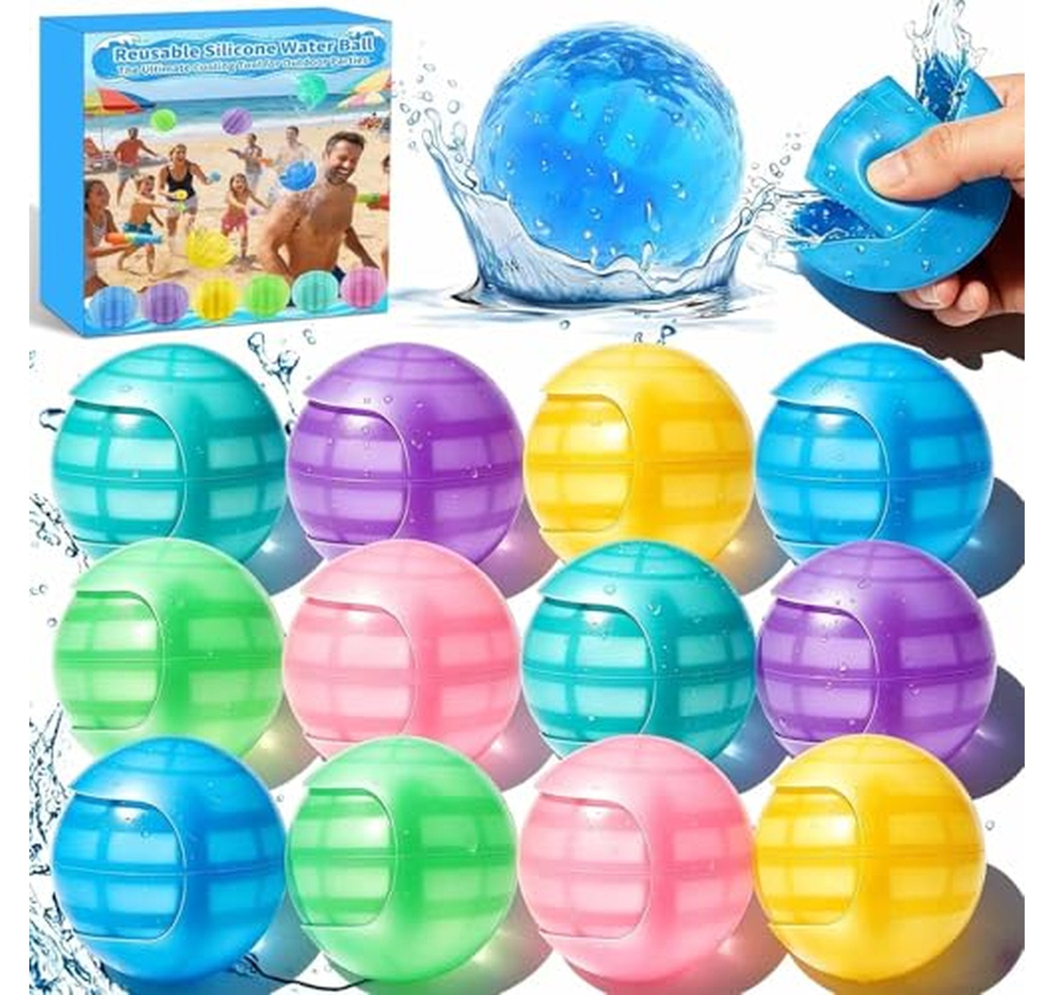12 Pack Reusable Self-Sealing Water Balloons