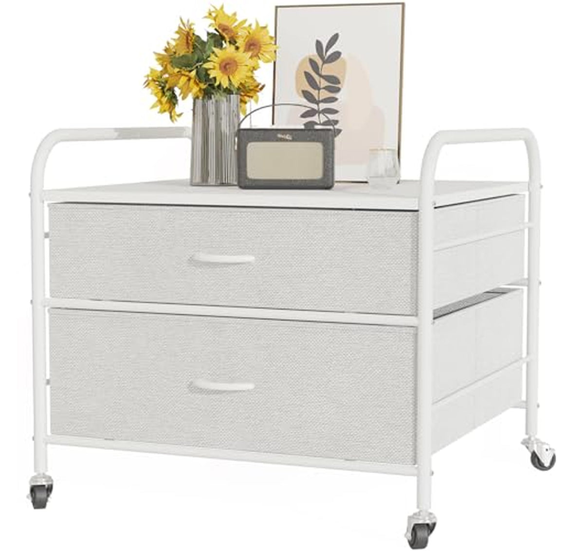 2 Drawer Mini Fridge Stand Storage Tower Cart