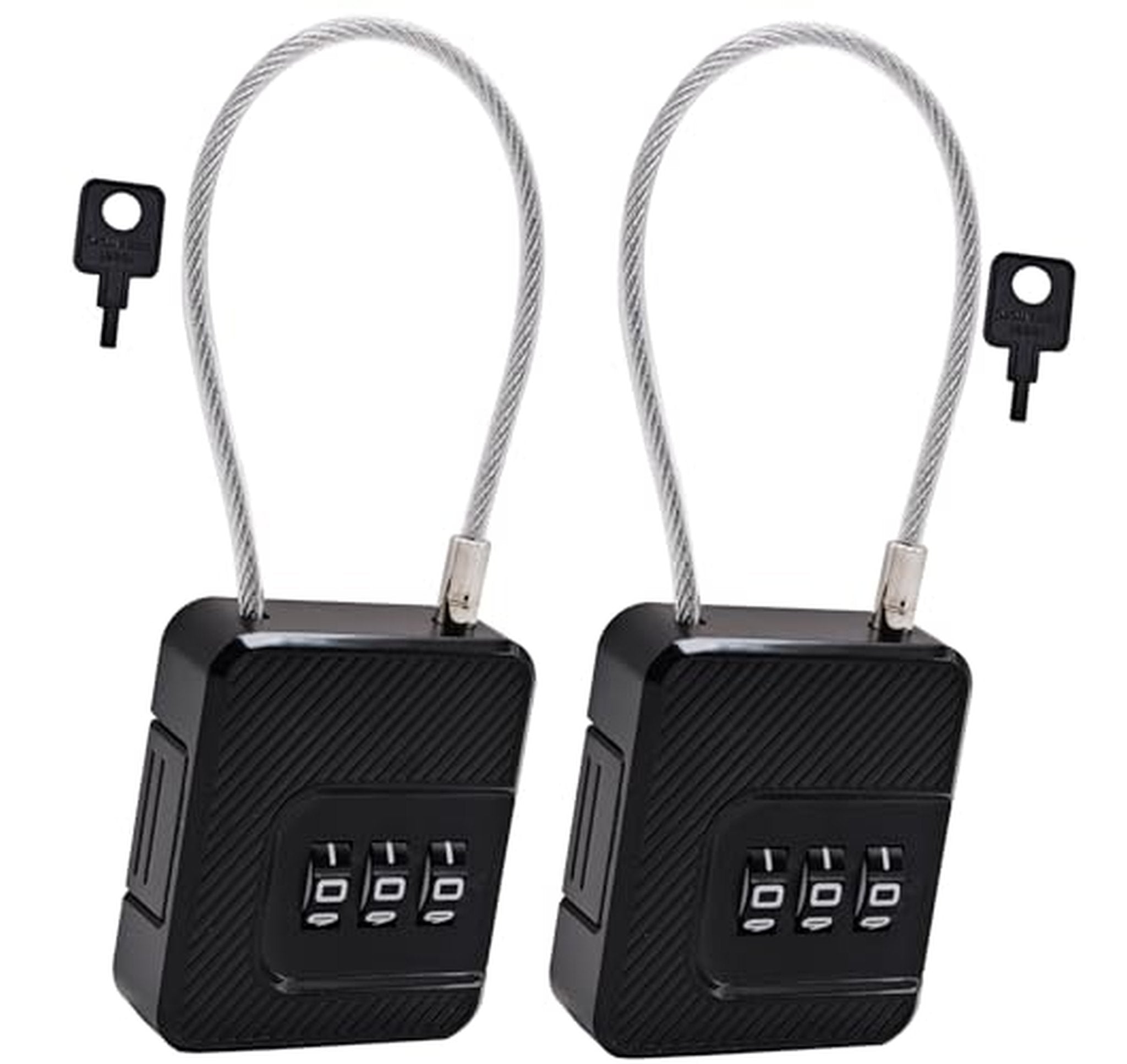 2 Pack Combination Cable Padlocks with 3-Digit Code