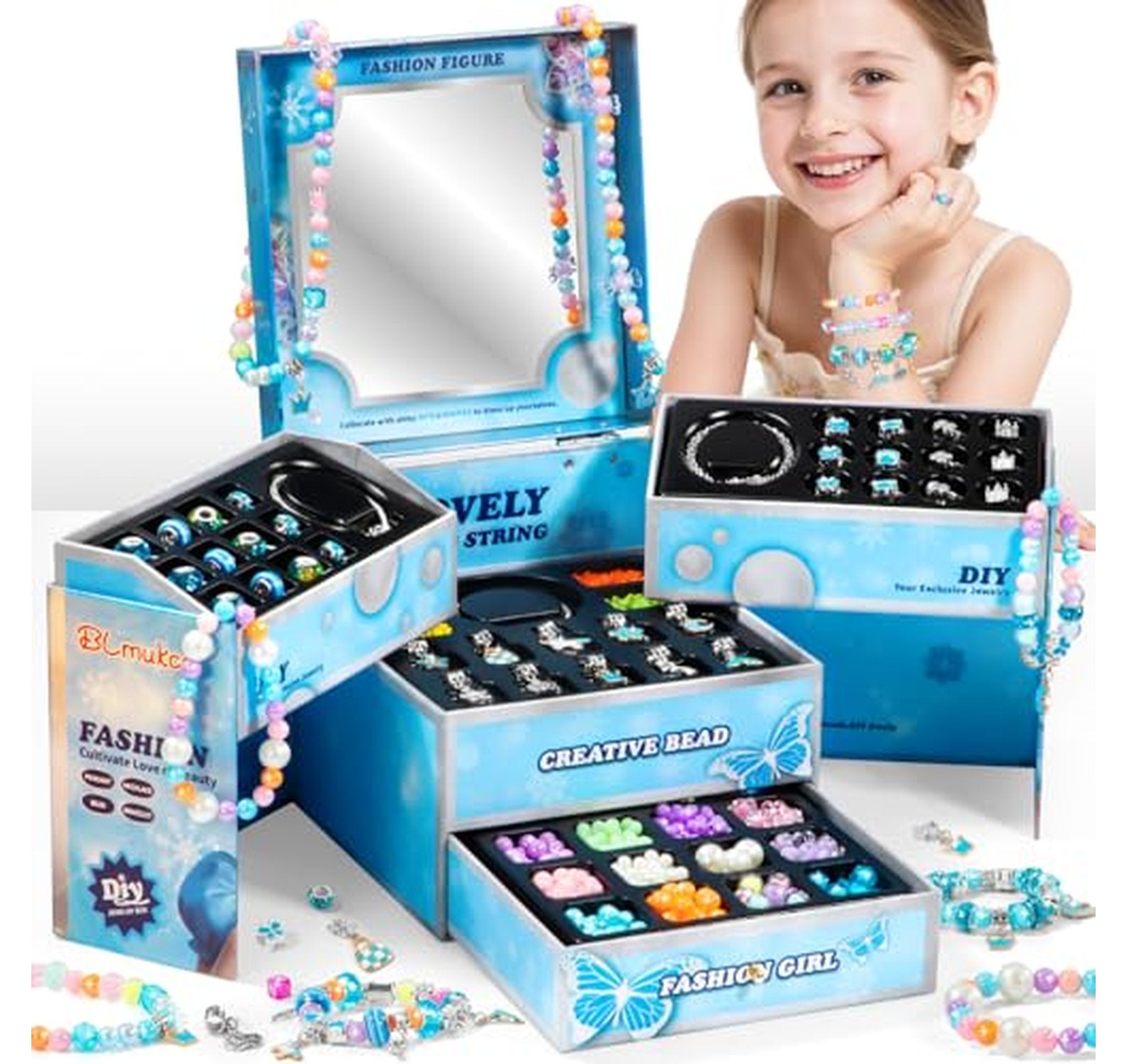 Charm Bracelet Making Kit with Beads and Charms