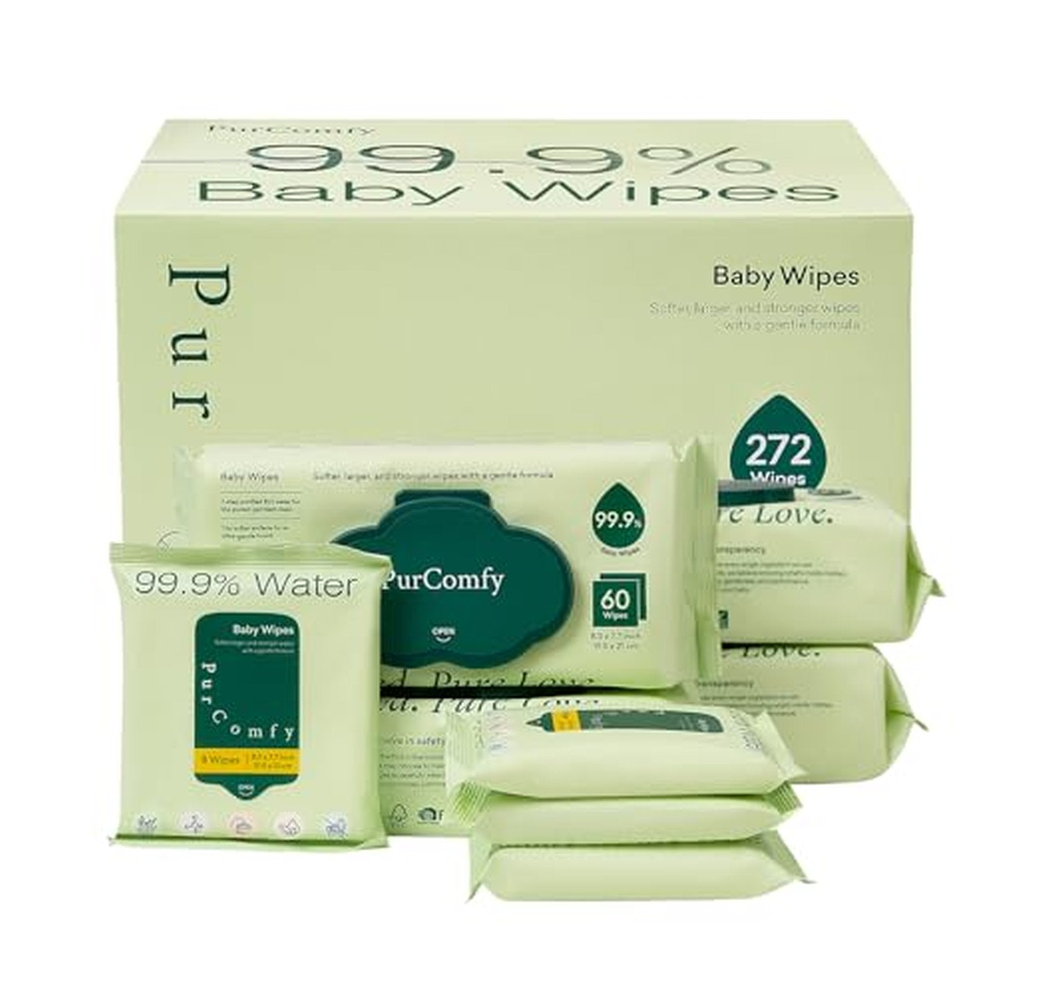 8 Pack Unscented Baby Wipes with Flip-Top