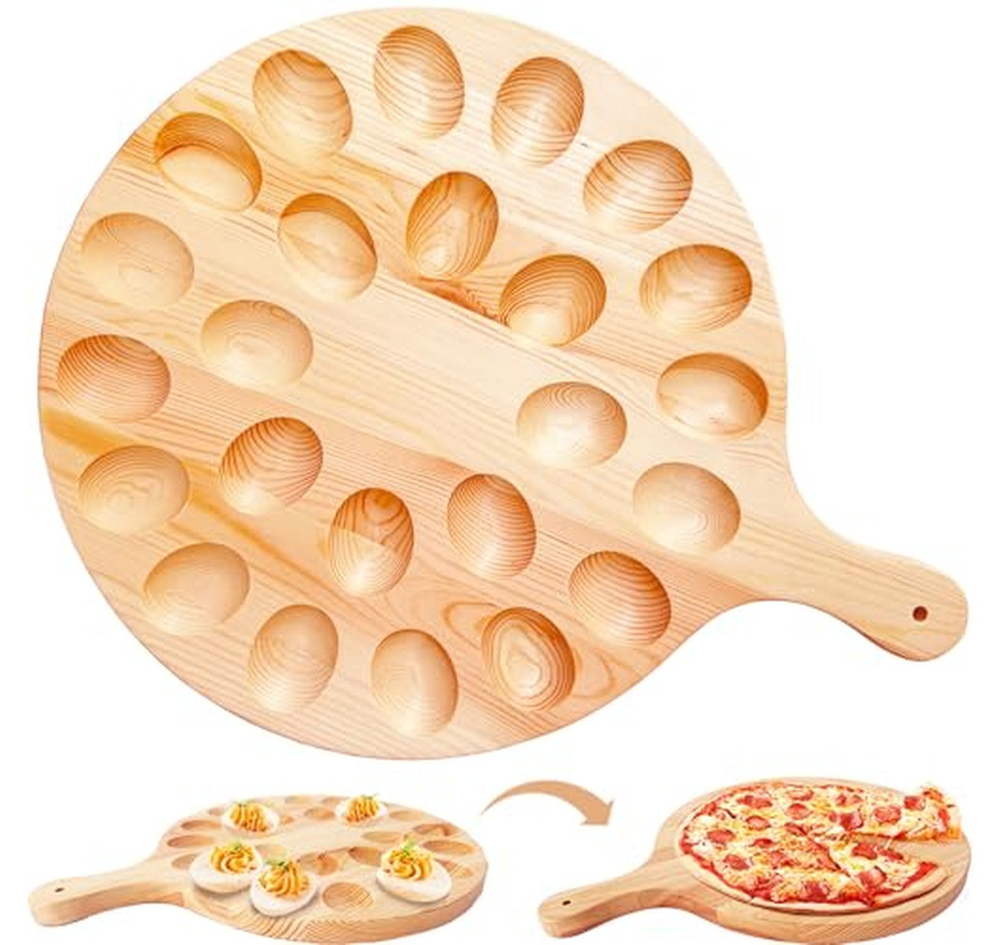 24-Hole Wooden Deviled Egg Platter and Charcuterie Board