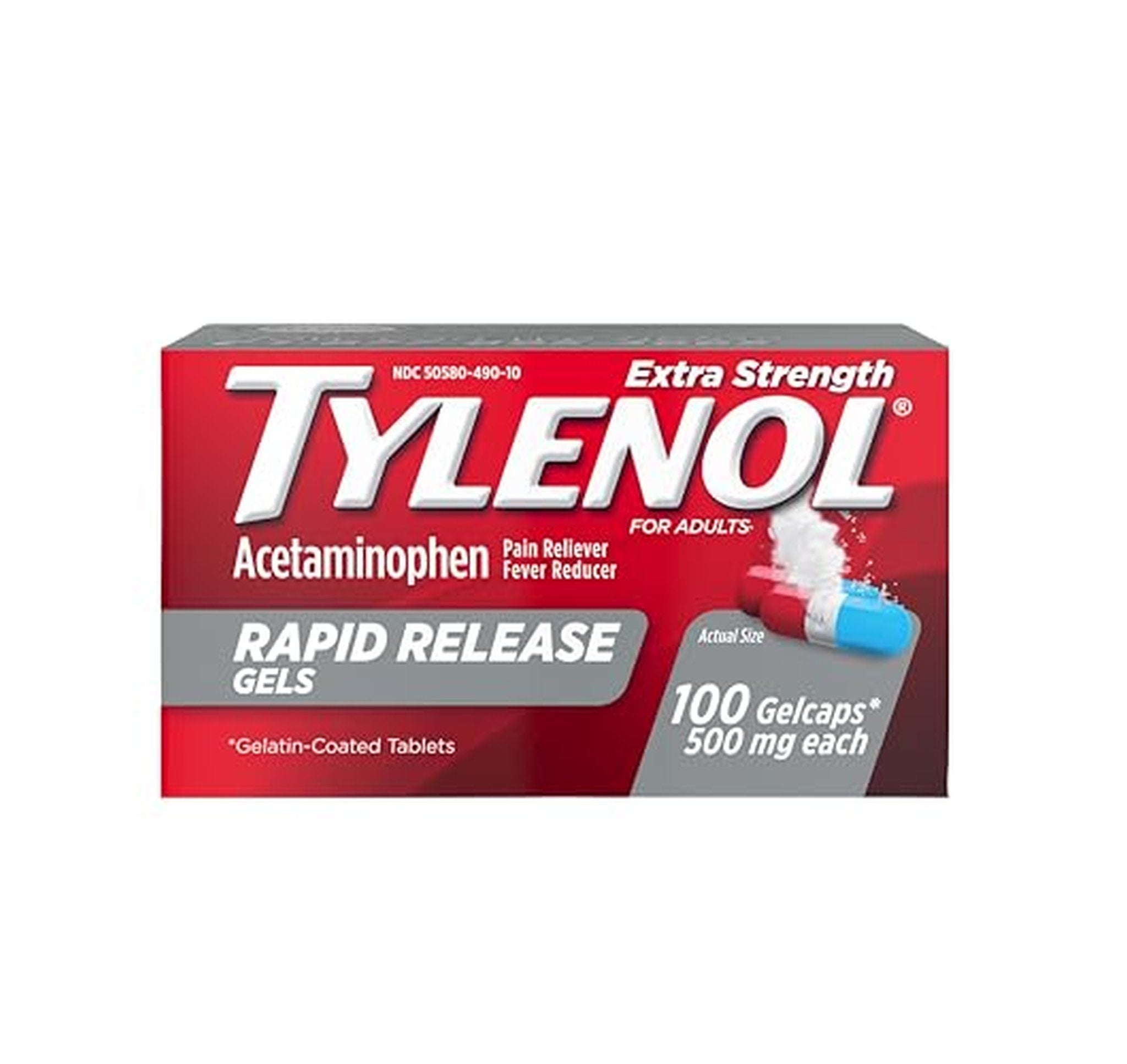 100 Count Tylenol Extra Strength Rapid Release Gelcaps
