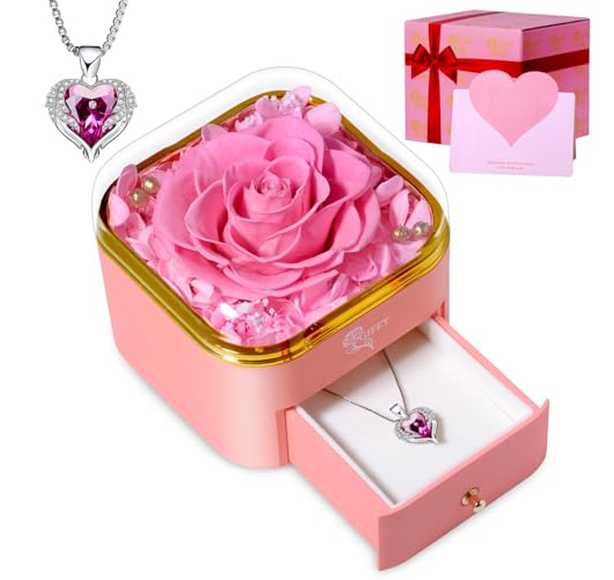 Preserved Rose Gift Box with Necklace