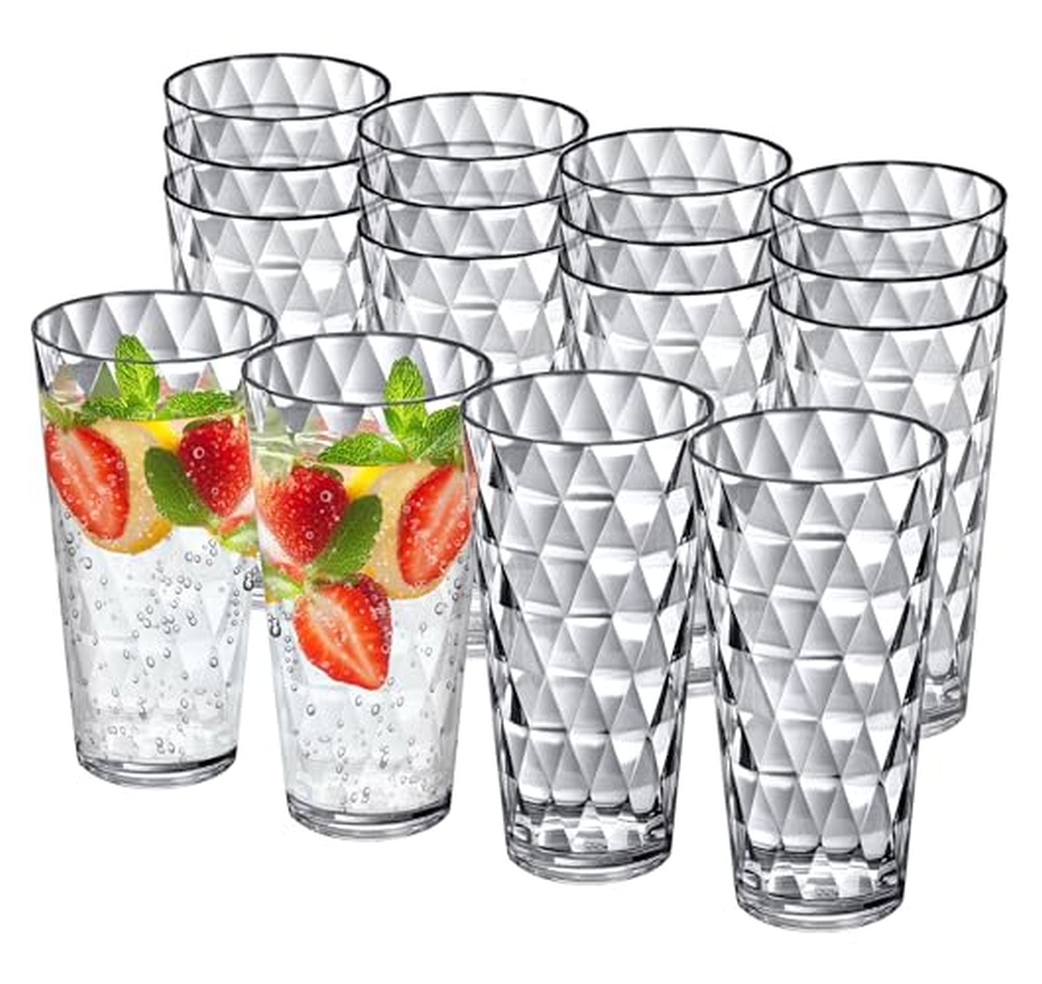 16 Pack 20-Ounce Plastic Tumblers Reusable Stackable Cups