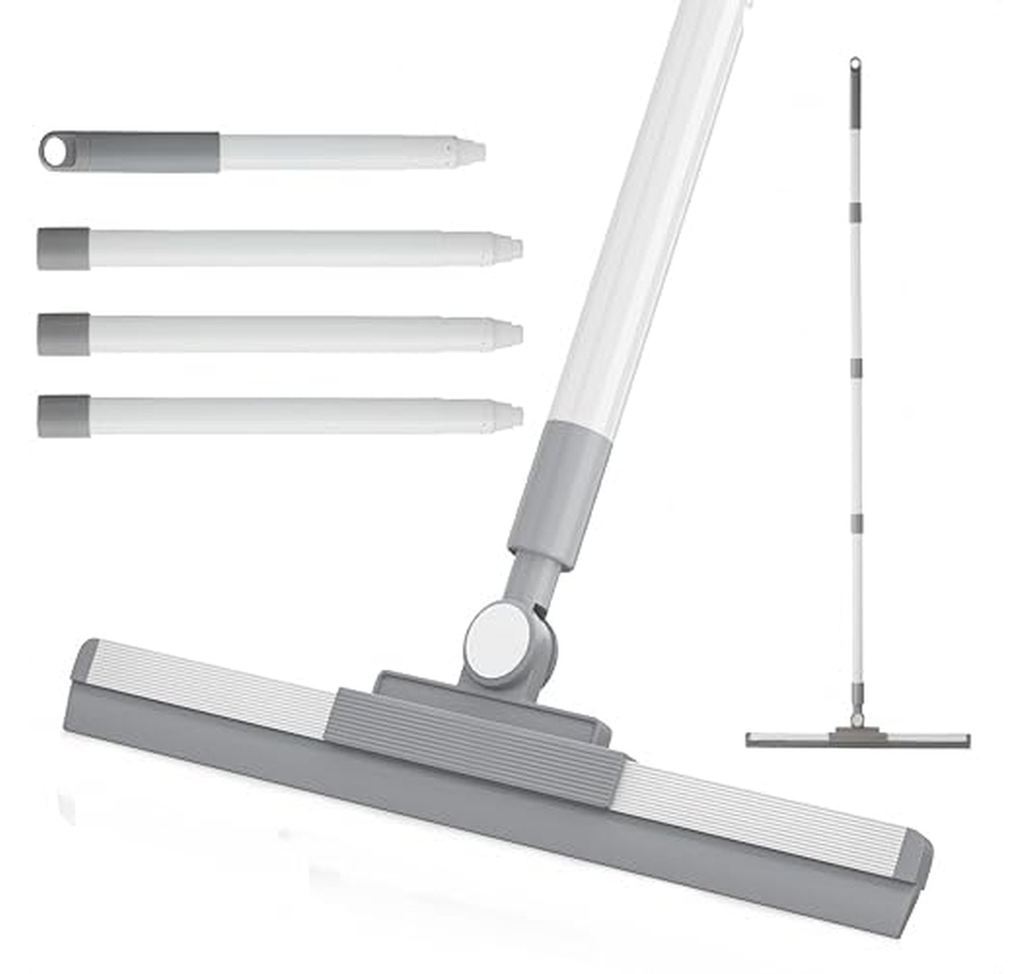 Floor Squeegee Broom with Long Handle and Rubber Blade