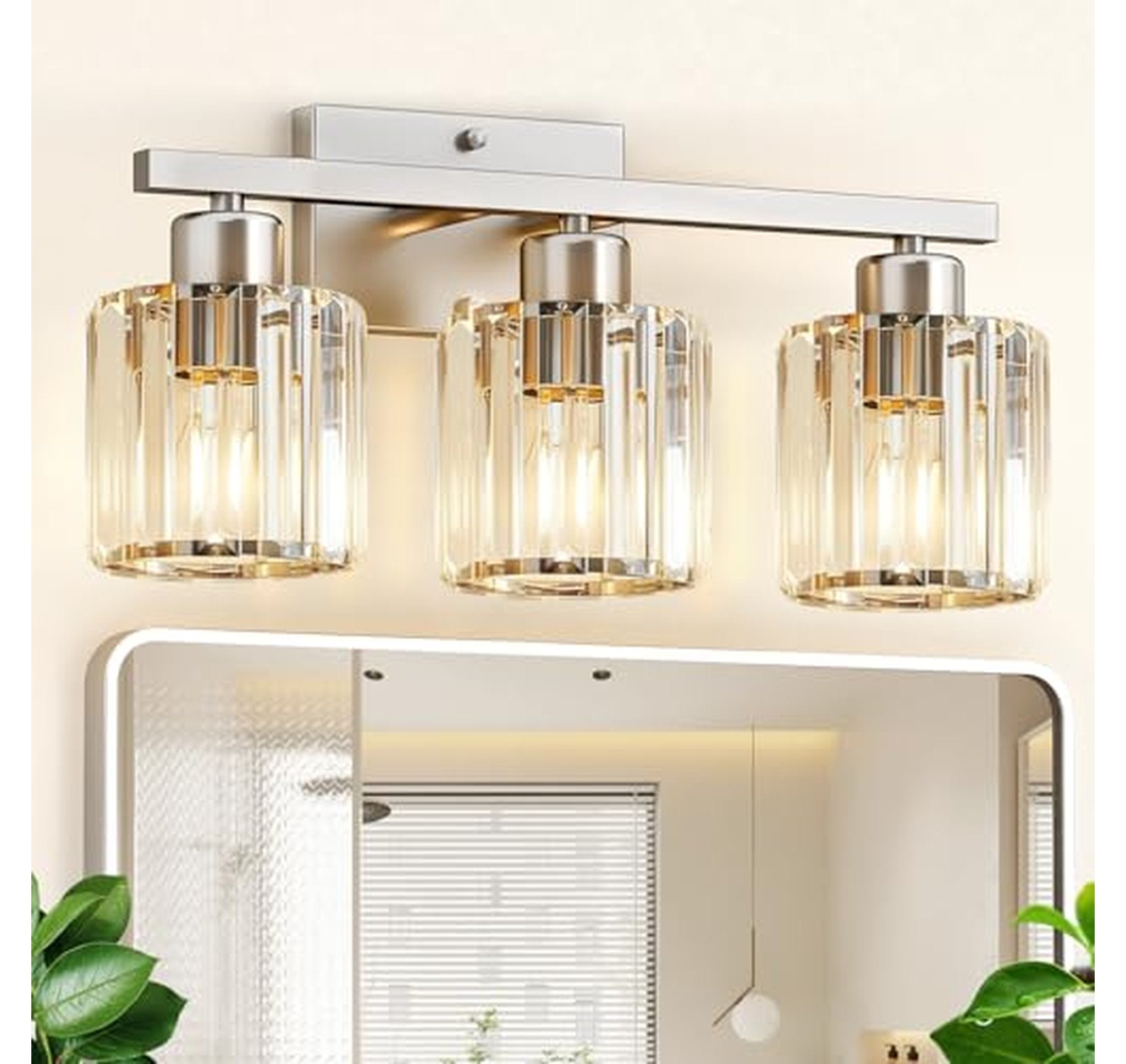 3 Light Crystal Bathroom Vanity Light Fixture
