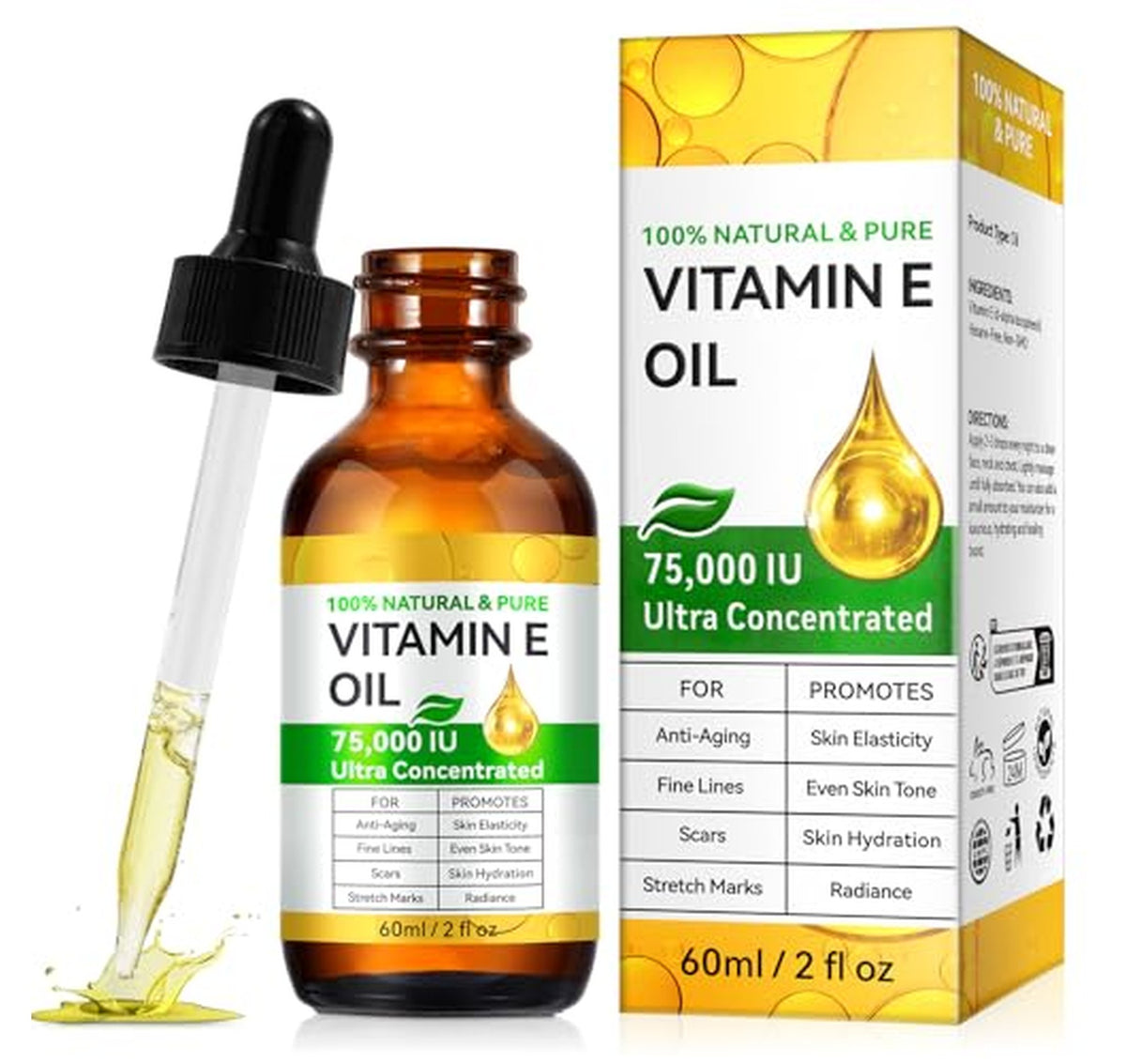 75,000 IU Vitamin E Oil for Face and Scars