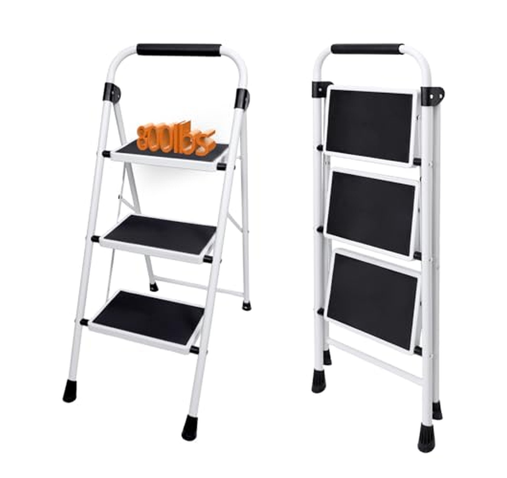 3 Step Folding Ladder with Wide Anti-Slip Pedals