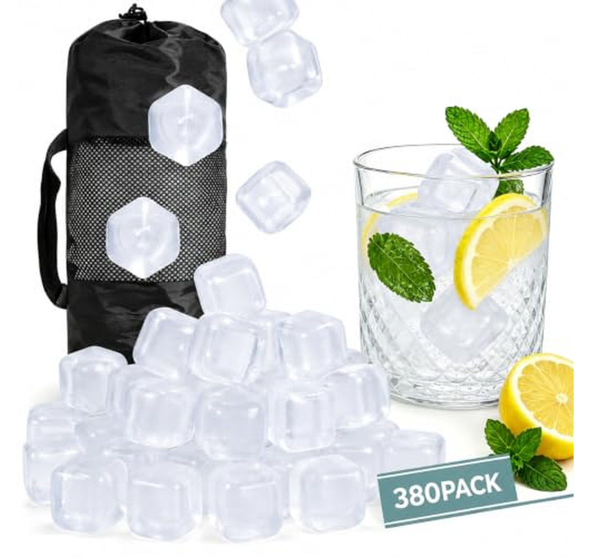 380 Pack Reusable BPA-Free Plastic Ice Cubes