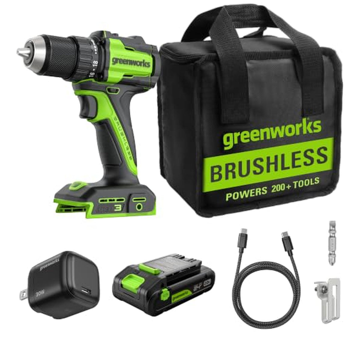 Greenworks 24V Brushless 1/2-Inch Cordless Drill Kit