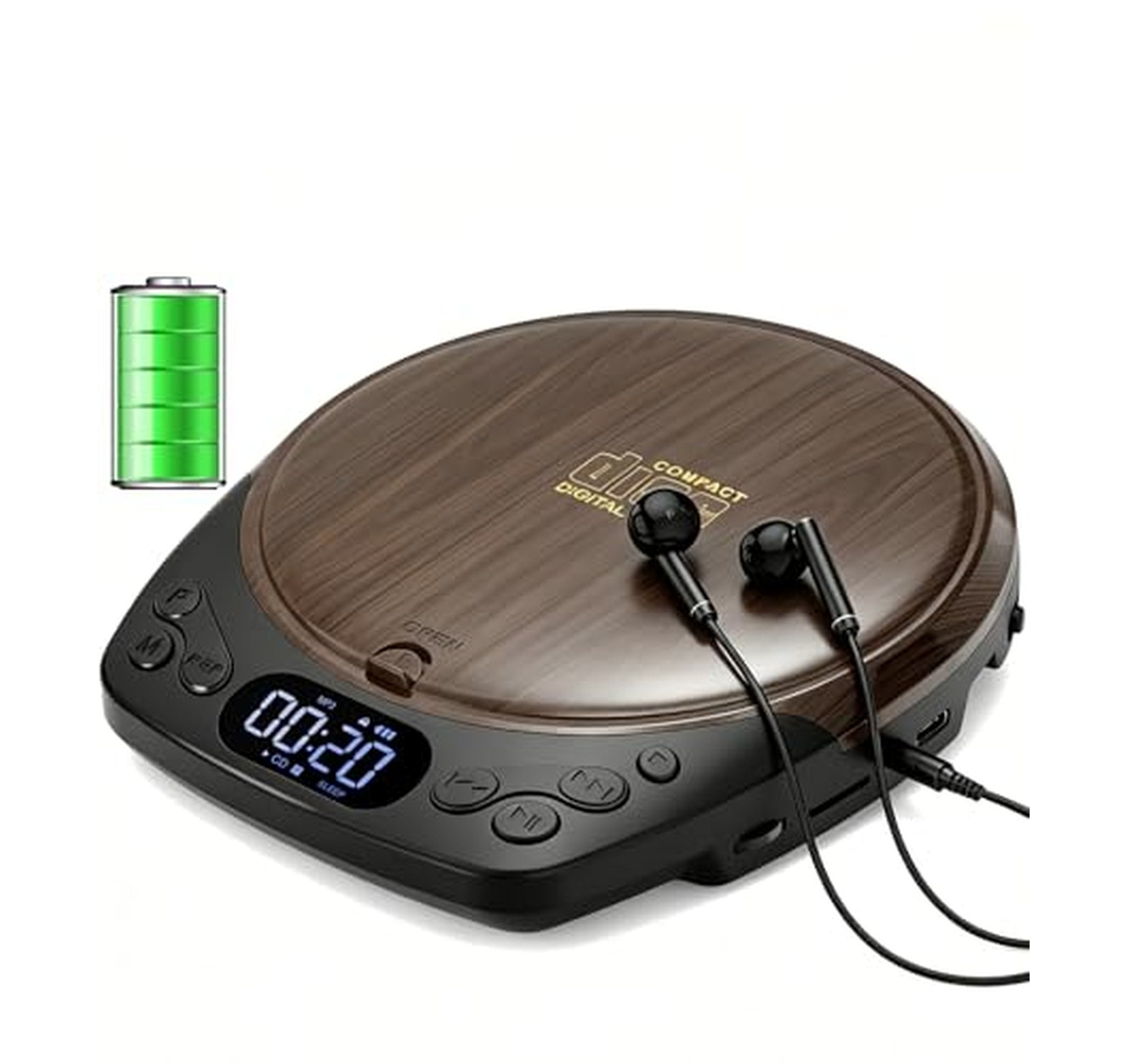 Rechargeable Portable CD Player with Headphones