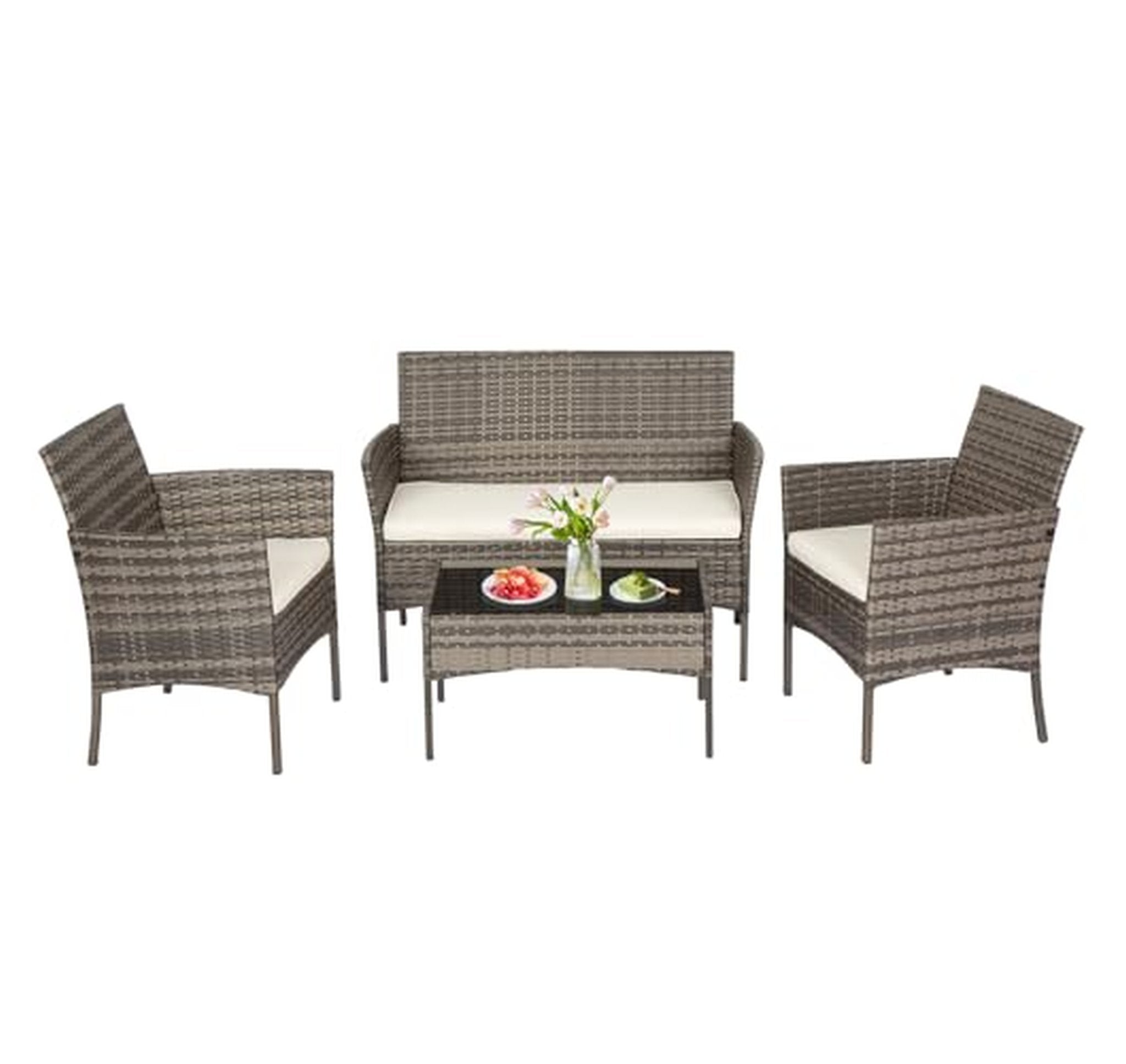 4 Piece Outdoor Wicker Patio Furniture Set