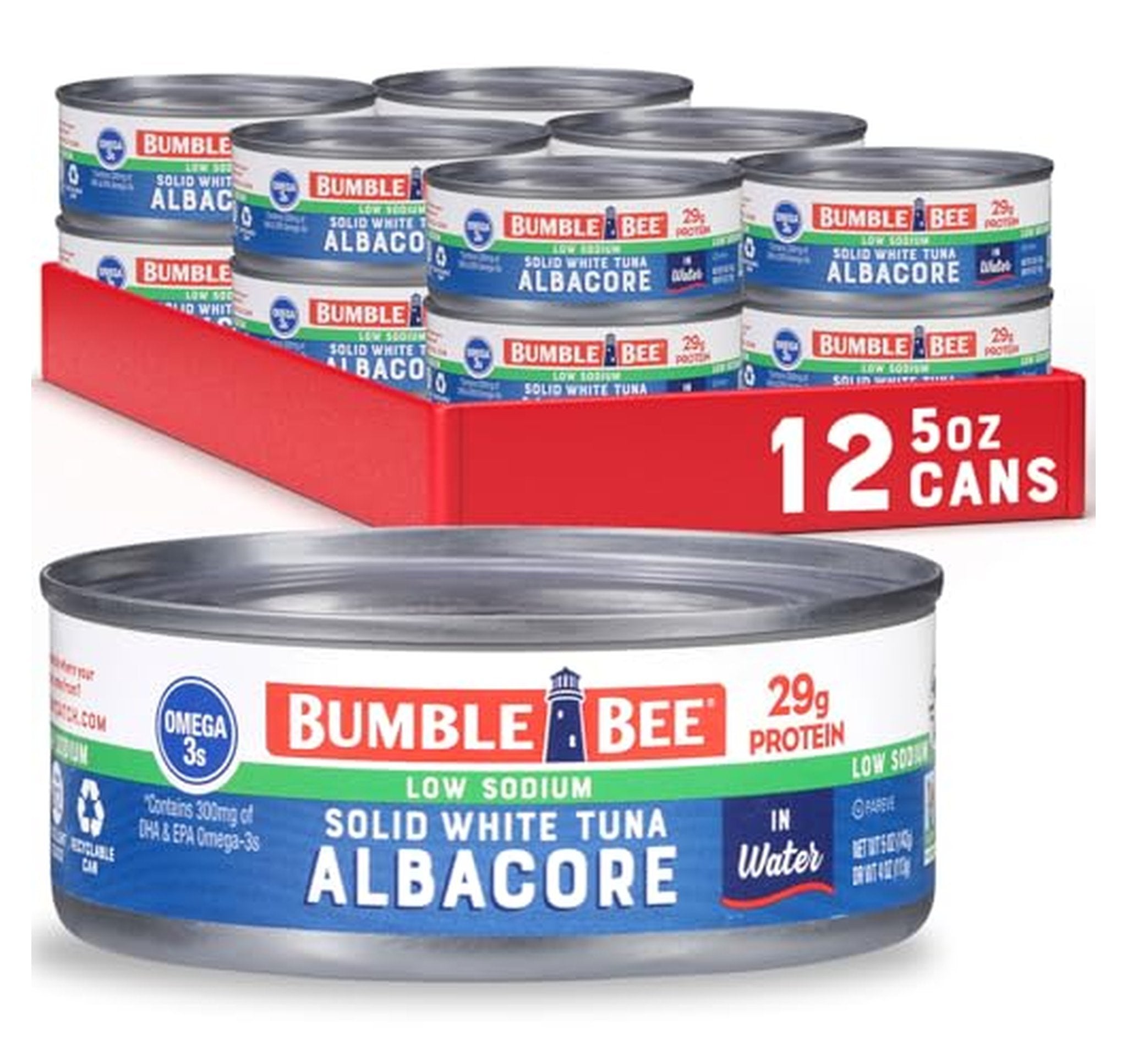 12 Pack Bumble Bee Low Sodium Albacore Tuna Cans